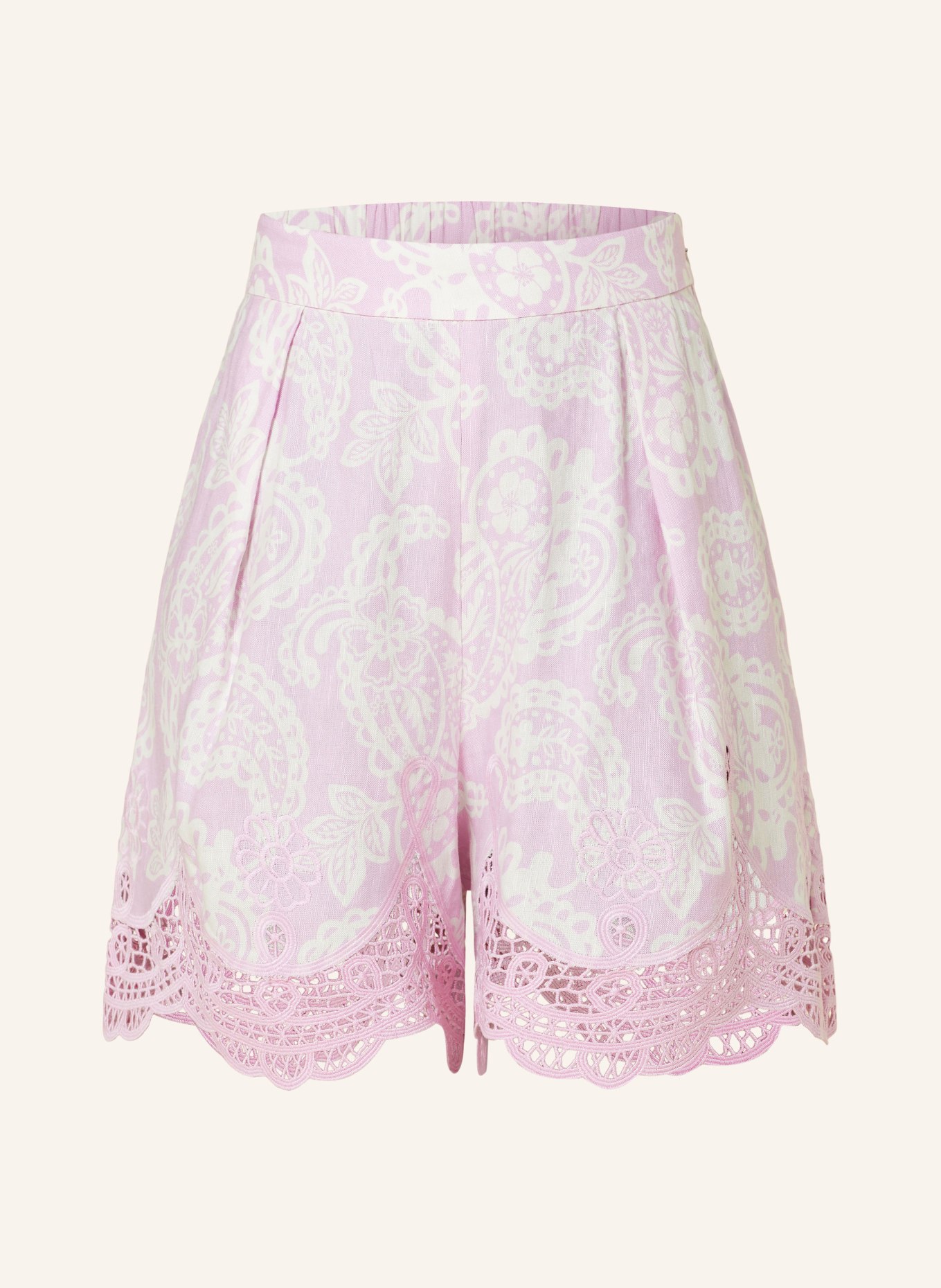 maje Shorts mit Leinen und Spitze, Farbe: PINK/ WEISS (Bild 1)
