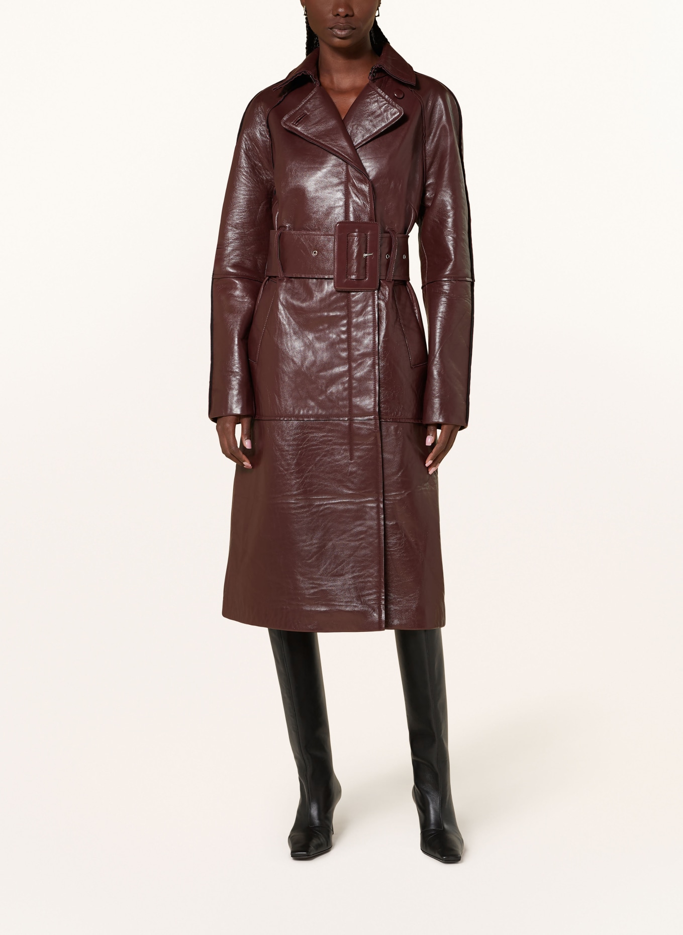 REMAIN Mantel in Lederoptik: DUNKELROT