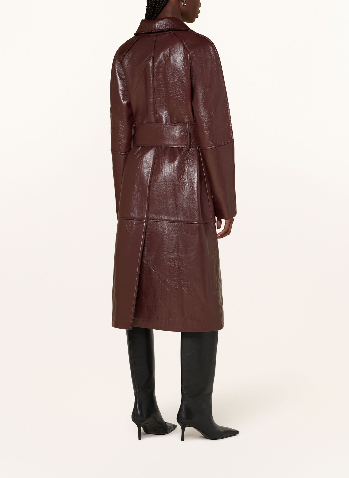 REMAIN Mantel in Lederoptik: DUNKELROT