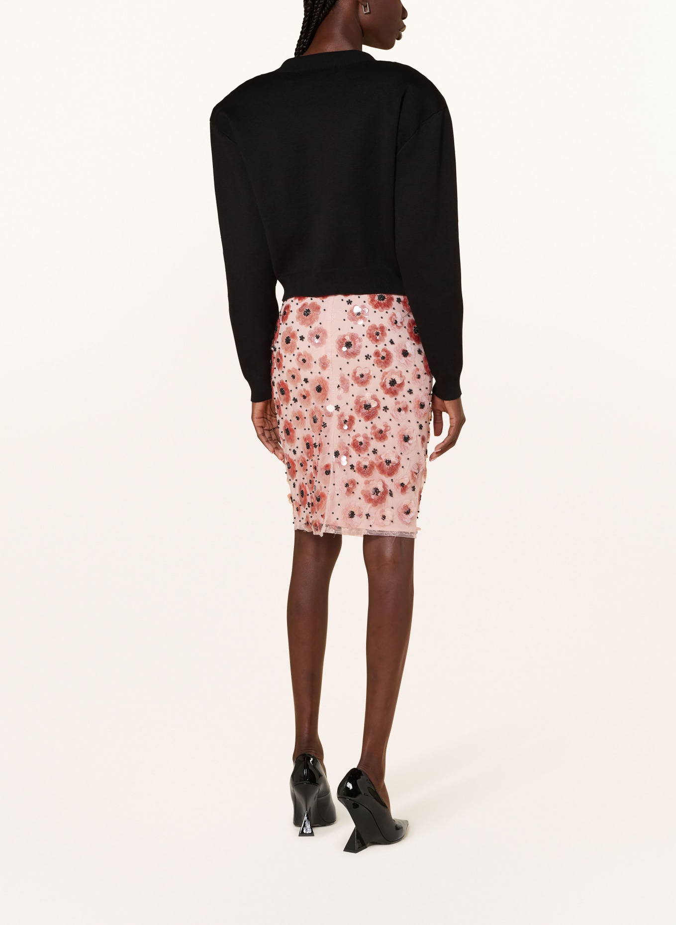 ROTATE Skirt with decorative gems and sequins: LIGHT PINK / PINK