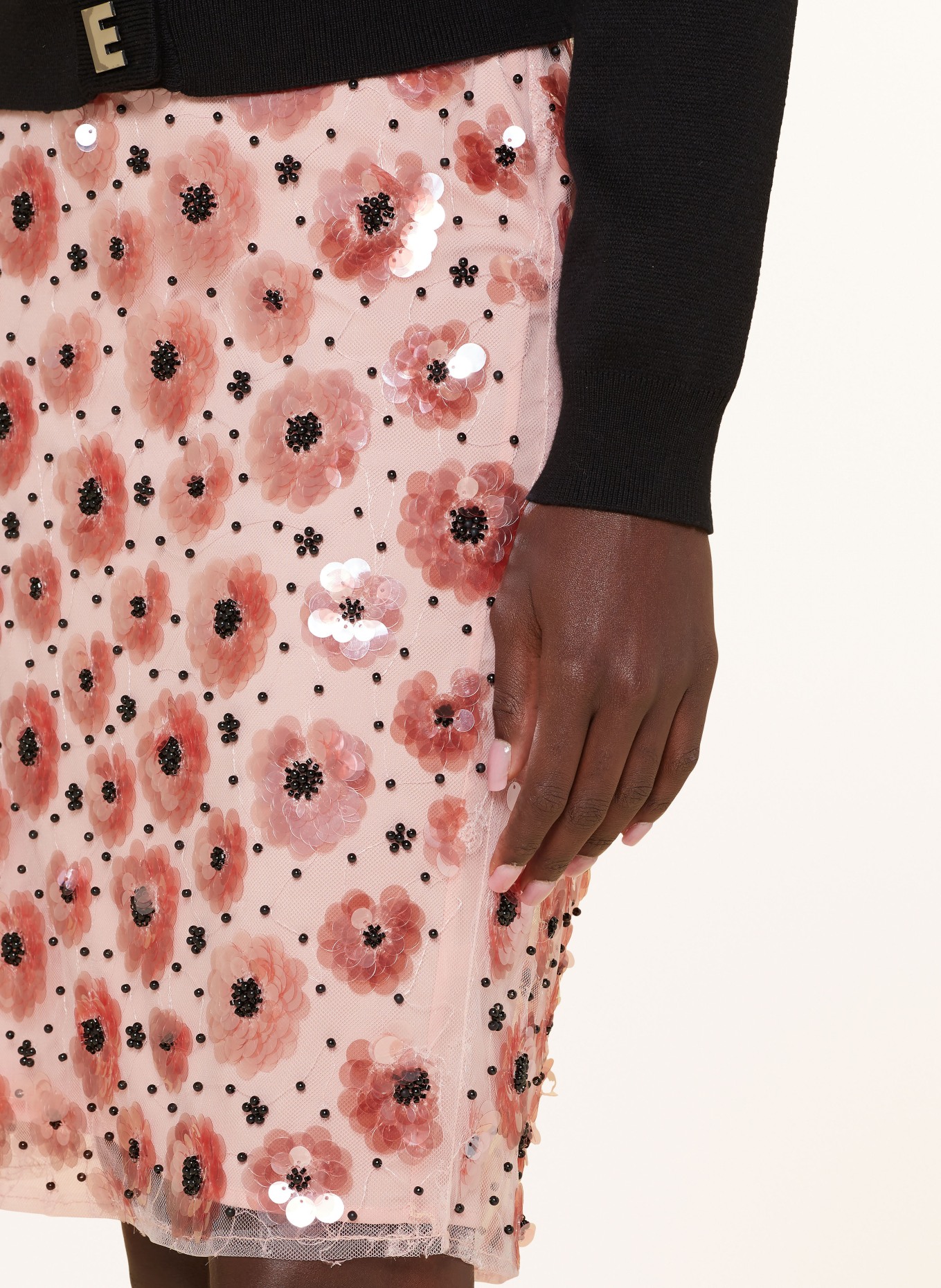 ROTATE Skirt with decorative gems and sequins: LIGHT PINK / PINK