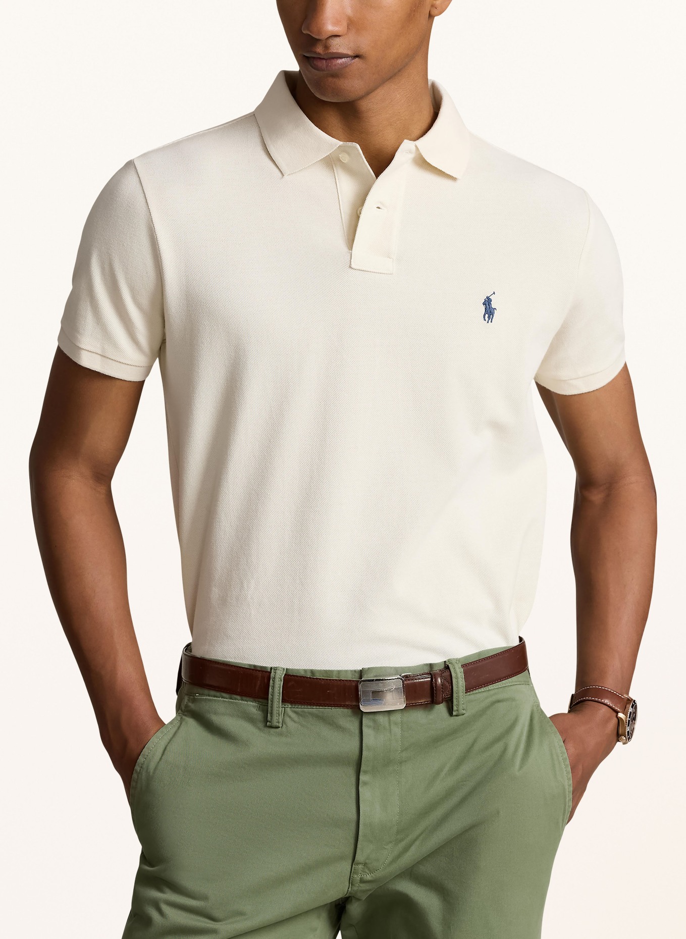 POLO RALPH LAUREN Piqué polo shirt slim fit, Color: ECRU (Image 4)