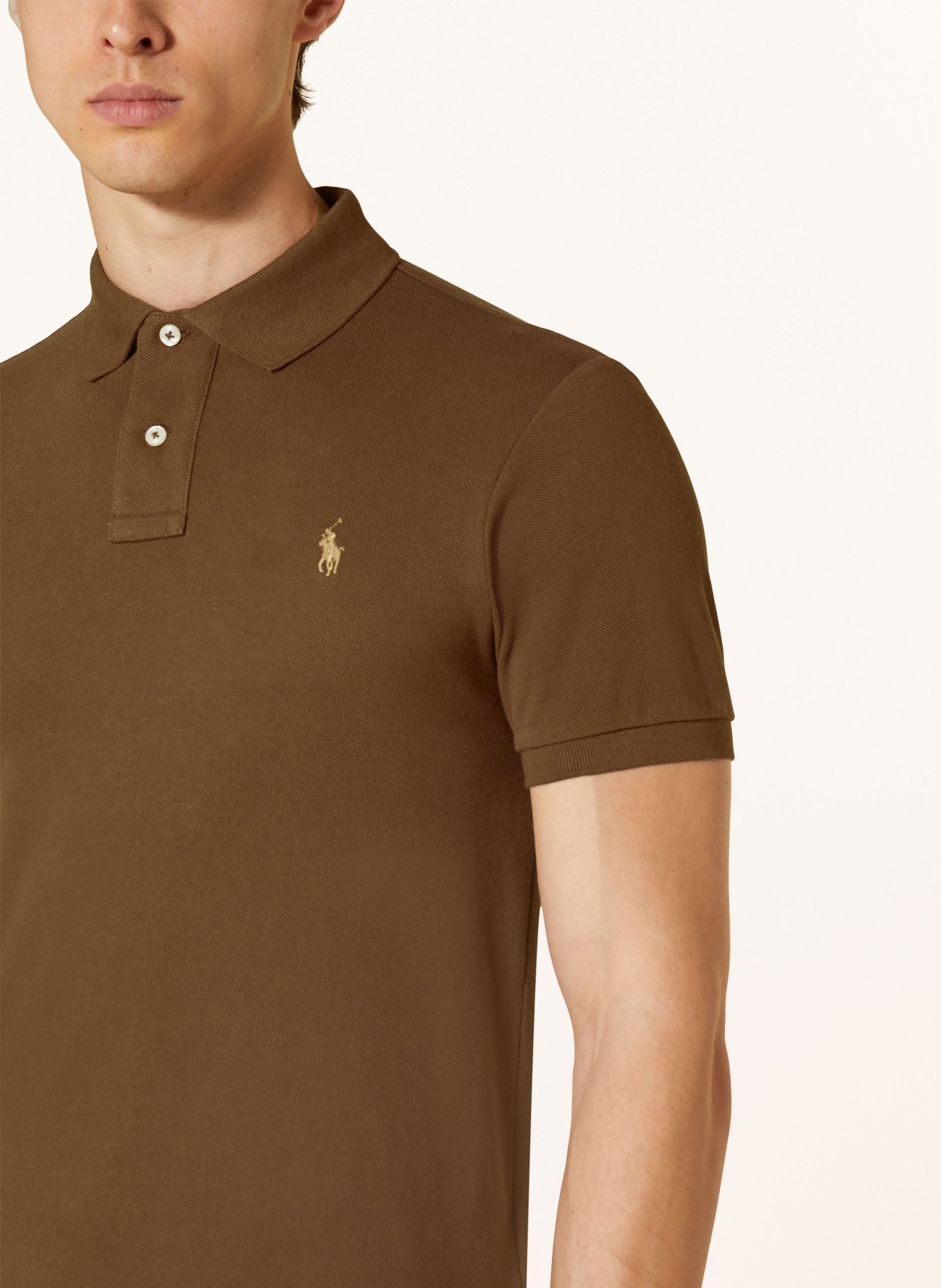 POLO RALPH LAUREN Piqué polo shirt slim fit, Color: BROWN (Image 4)