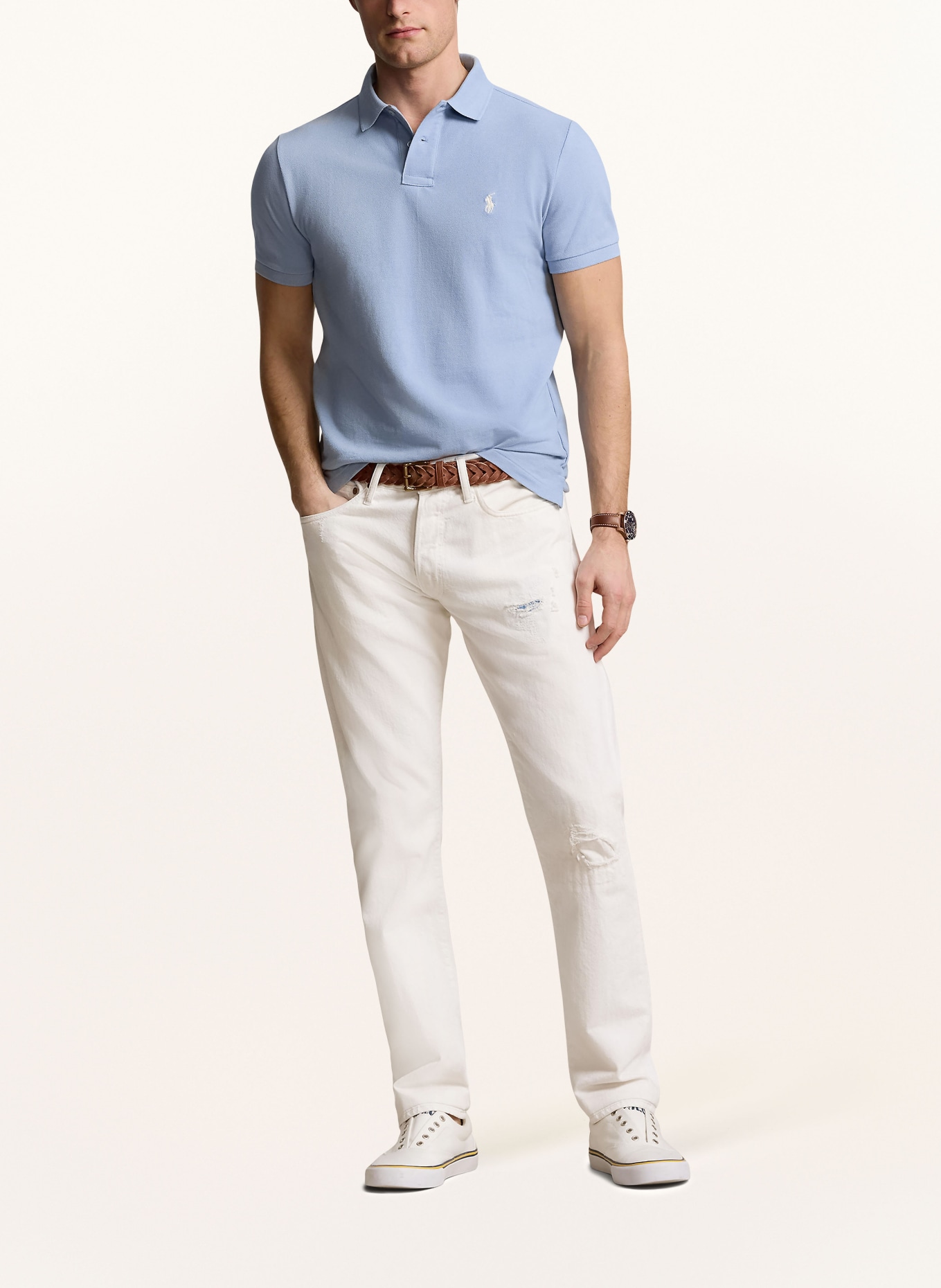 POLO RALPH LAUREN Piqué polo shirt slim fit, Color: LIGHT BLUE (Image 2)