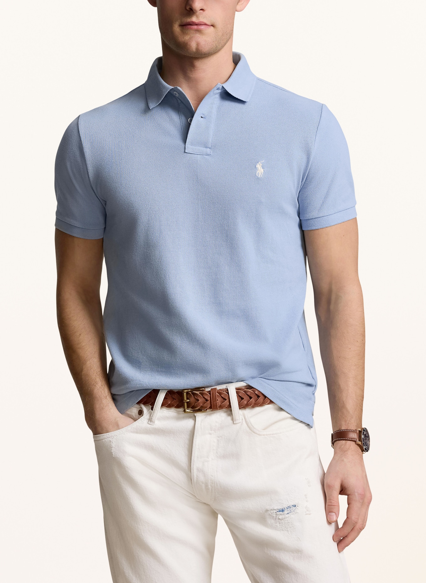 POLO RALPH LAUREN Piqué polo shirt slim fit, Color: LIGHT BLUE (Image 4)