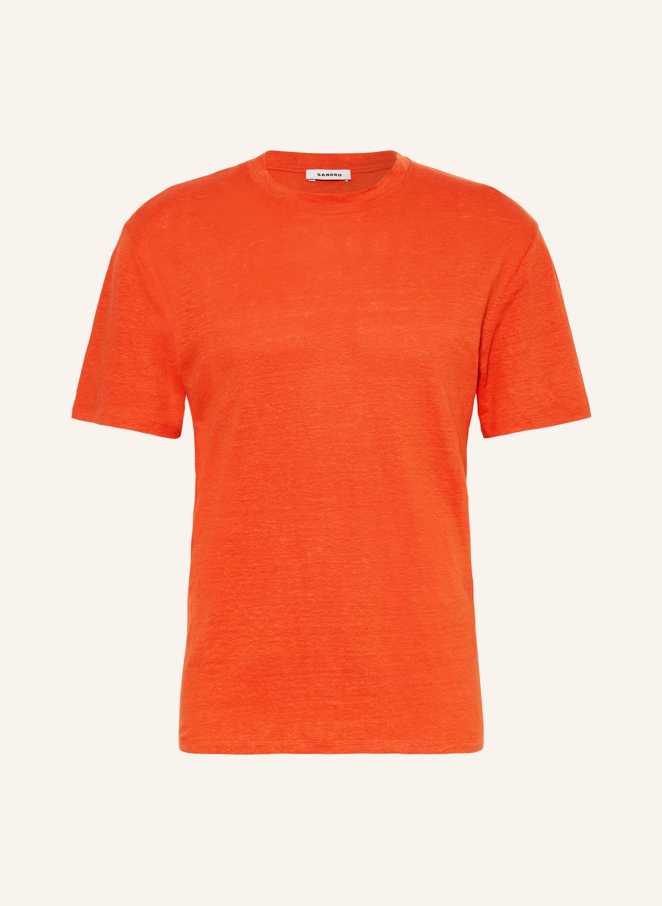 SANDRO T-shirt z lnu, Kolor: POMARAŃCZOWY (Obrazek 1)