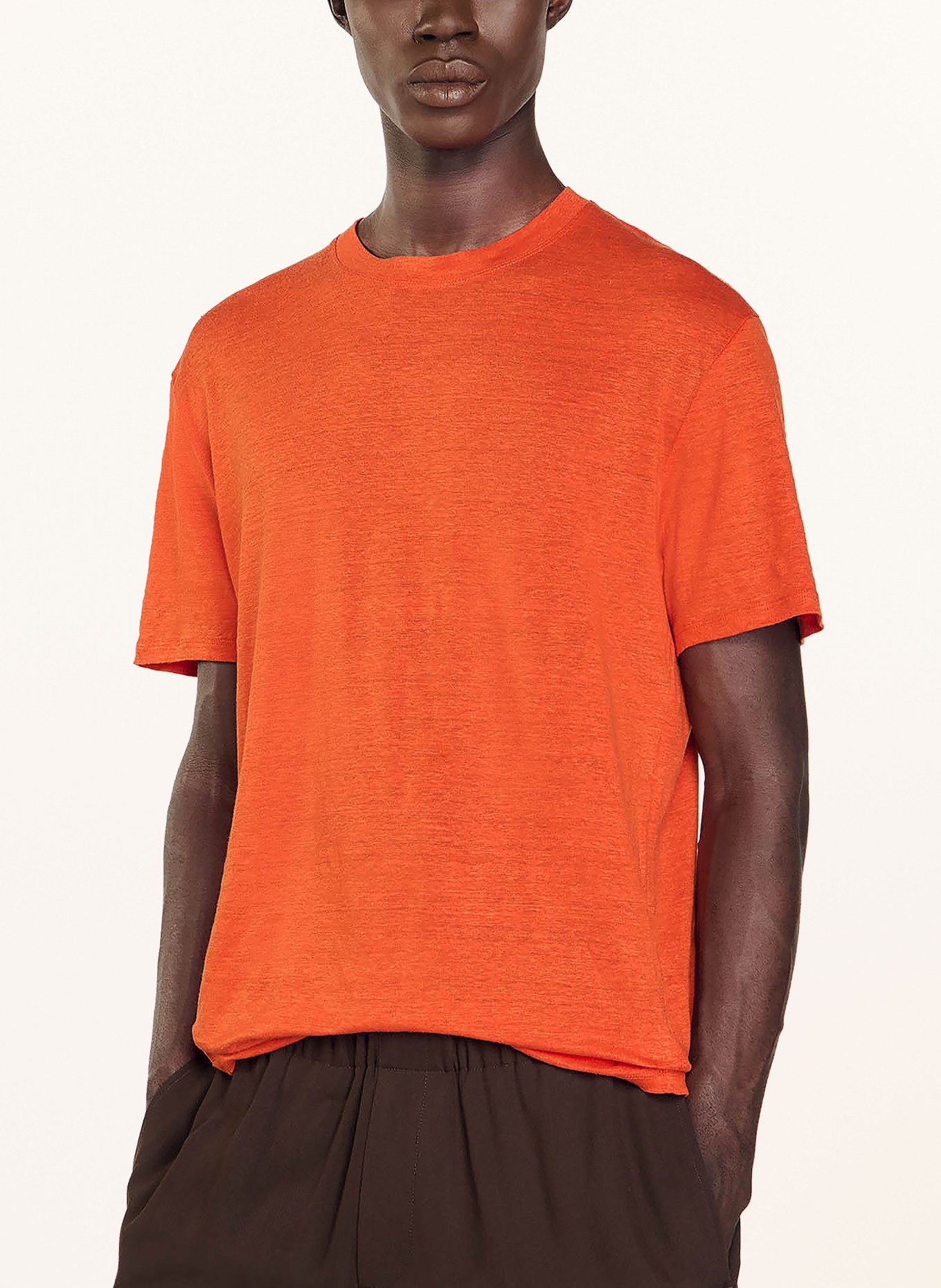 SANDRO T-shirt z lnu, Kolor: POMARAŃCZOWY (Obrazek 4)