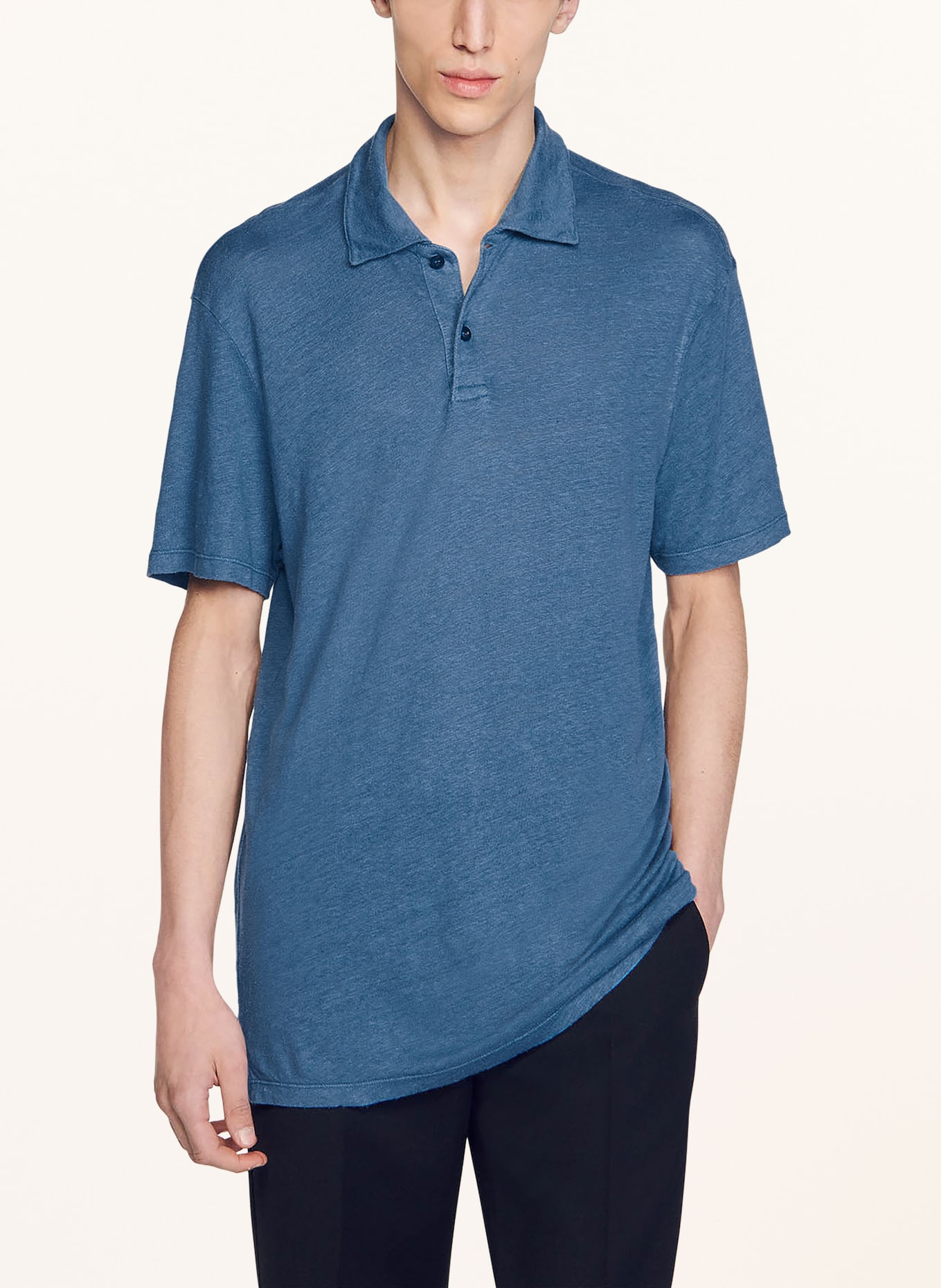 SANDRO Leinen-Poloshirt, Farbe: BLAU (Bild 4)