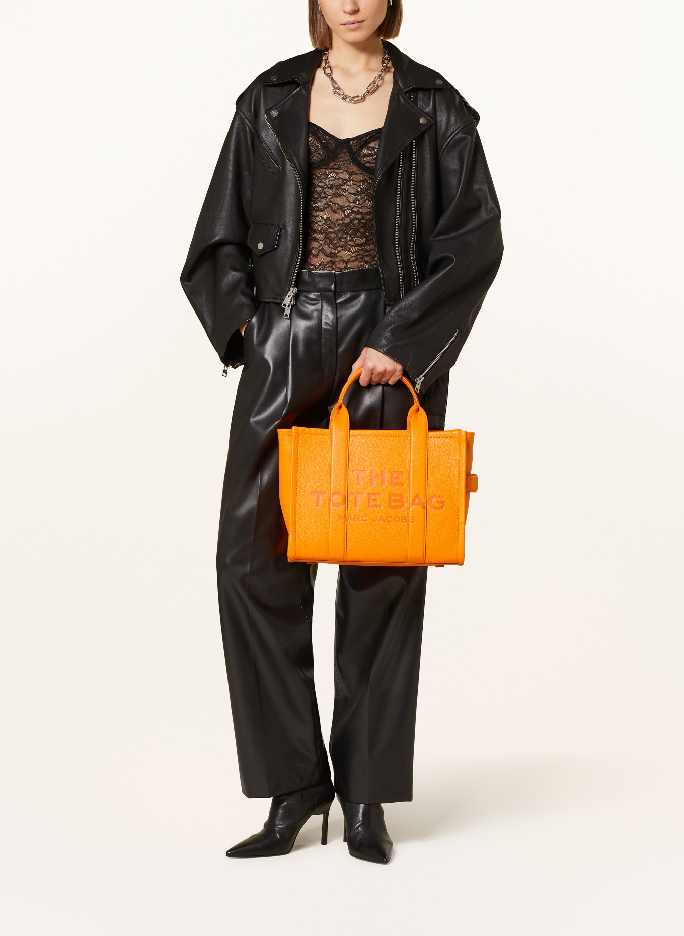 MARC JACOBS Shopper THE MEDIUM TOTE BAG LEATHER, Farbe: ORANGE (Bild 5)