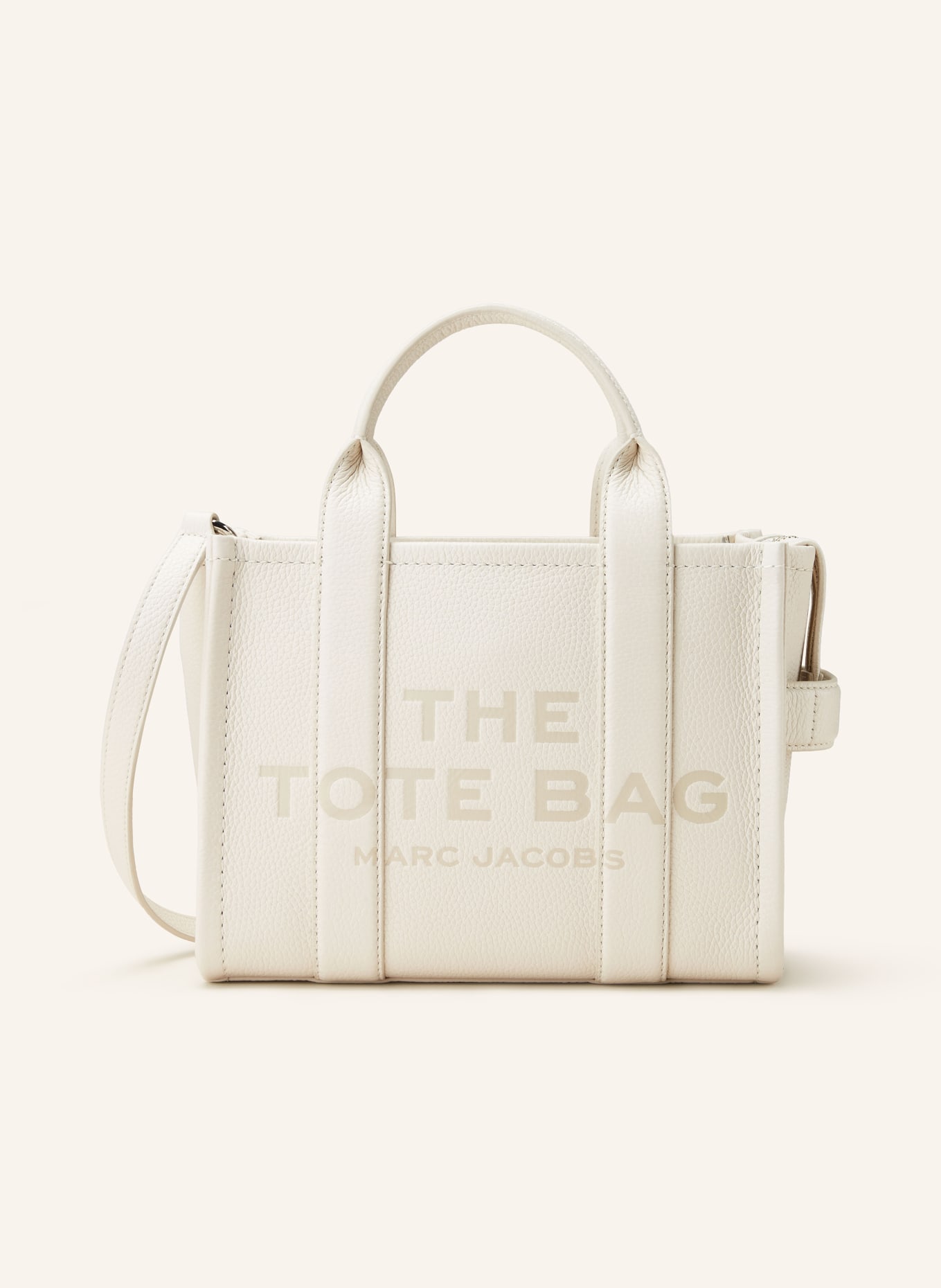MARC JACOBS Shopper THE SMALL TOTE BAG LEATHER, Color: WHITE (Image 1)