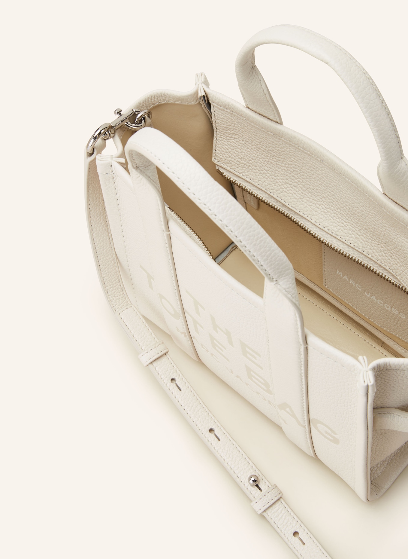 MARC JACOBS Shopper THE SMALL TOTE BAG LEATHER, Color: WHITE (Image 3)