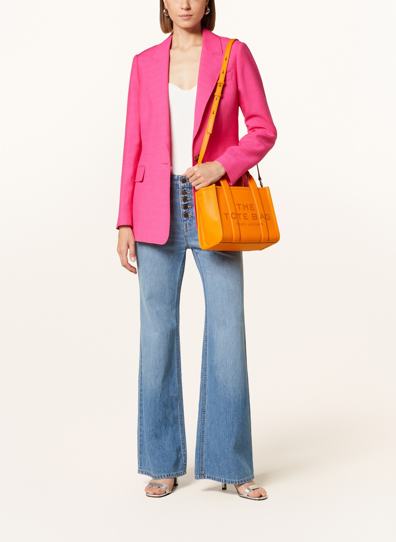 MARC JACOBS Shopper THE SMALL TOTE BAG LEATHER: ORANŽOVÁ