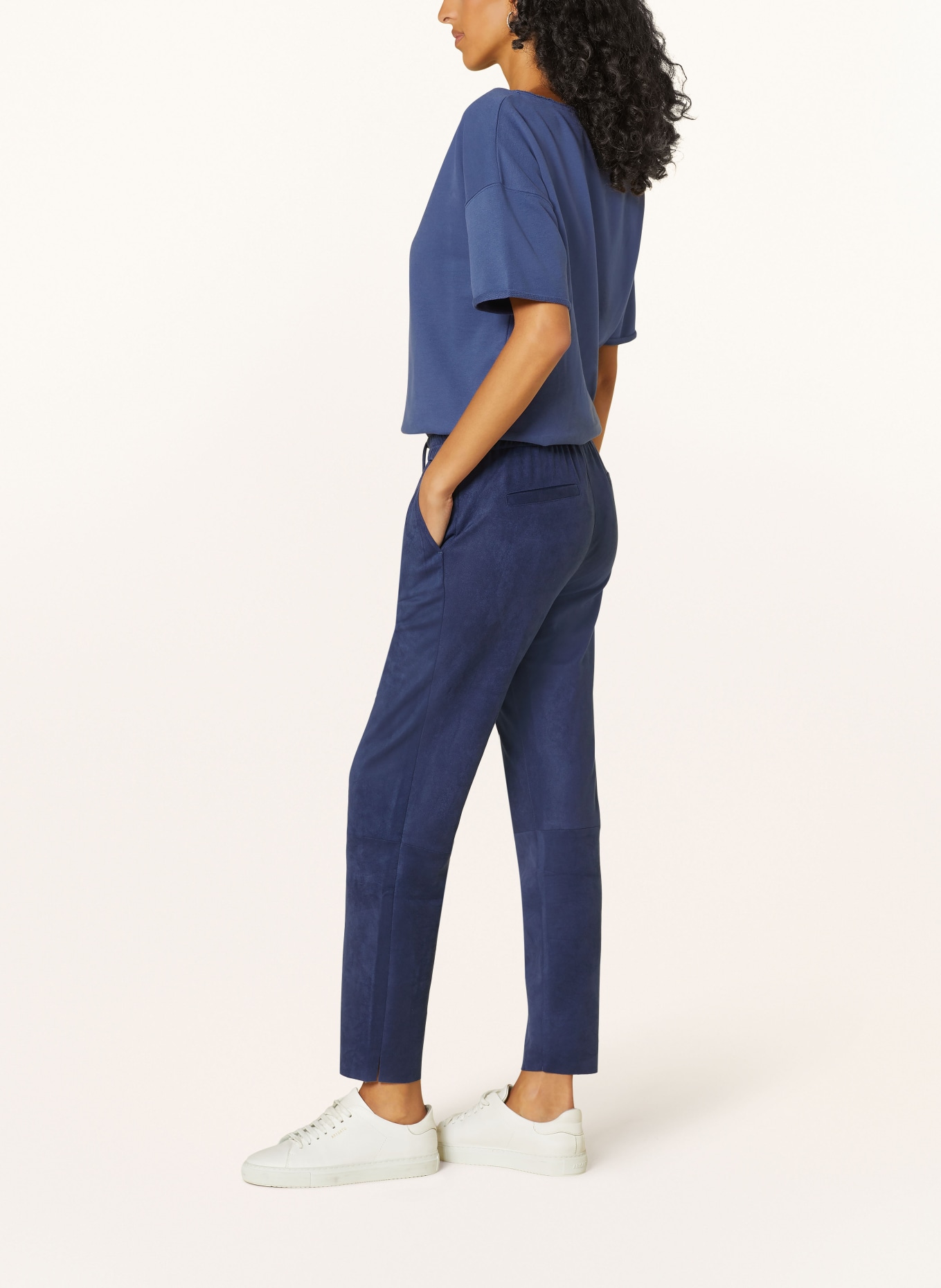 Juvia Hose im Jogging-Stil in Lederoptik: DUNKELBLAU