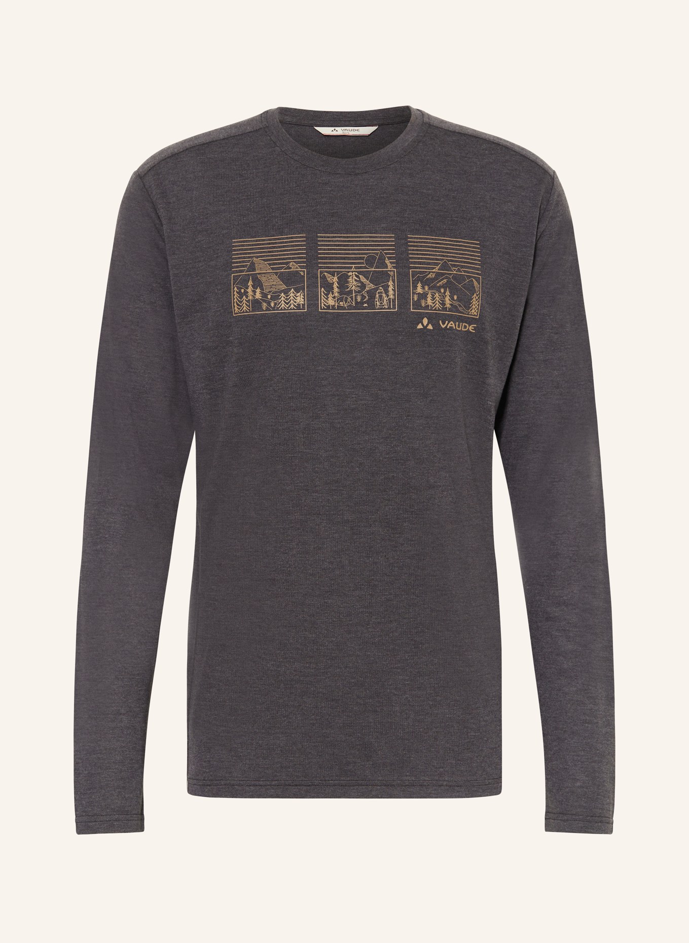 VAUDE Longsleeve ROSEMOOR III: DUNKELGRAU / BEIGE