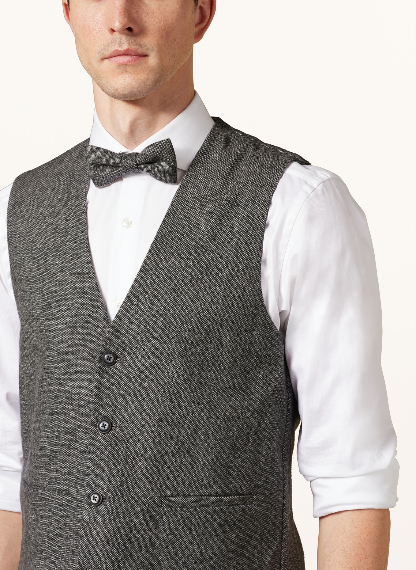 Prince BOWTIE Set: Suit vest, bow tie and pocket square: DARK GRAY