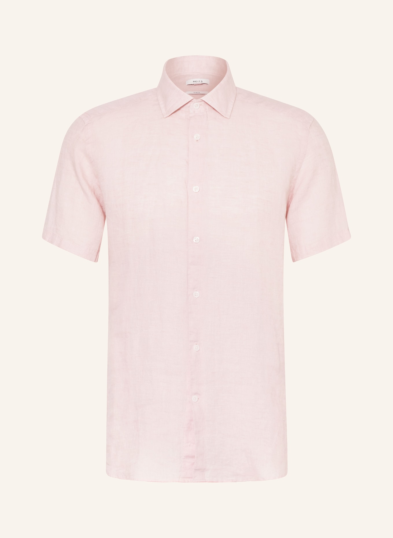 REISS Short-sleeved shirt HOLIDAY slim fit made of linen, Color: PINK (Image 1)