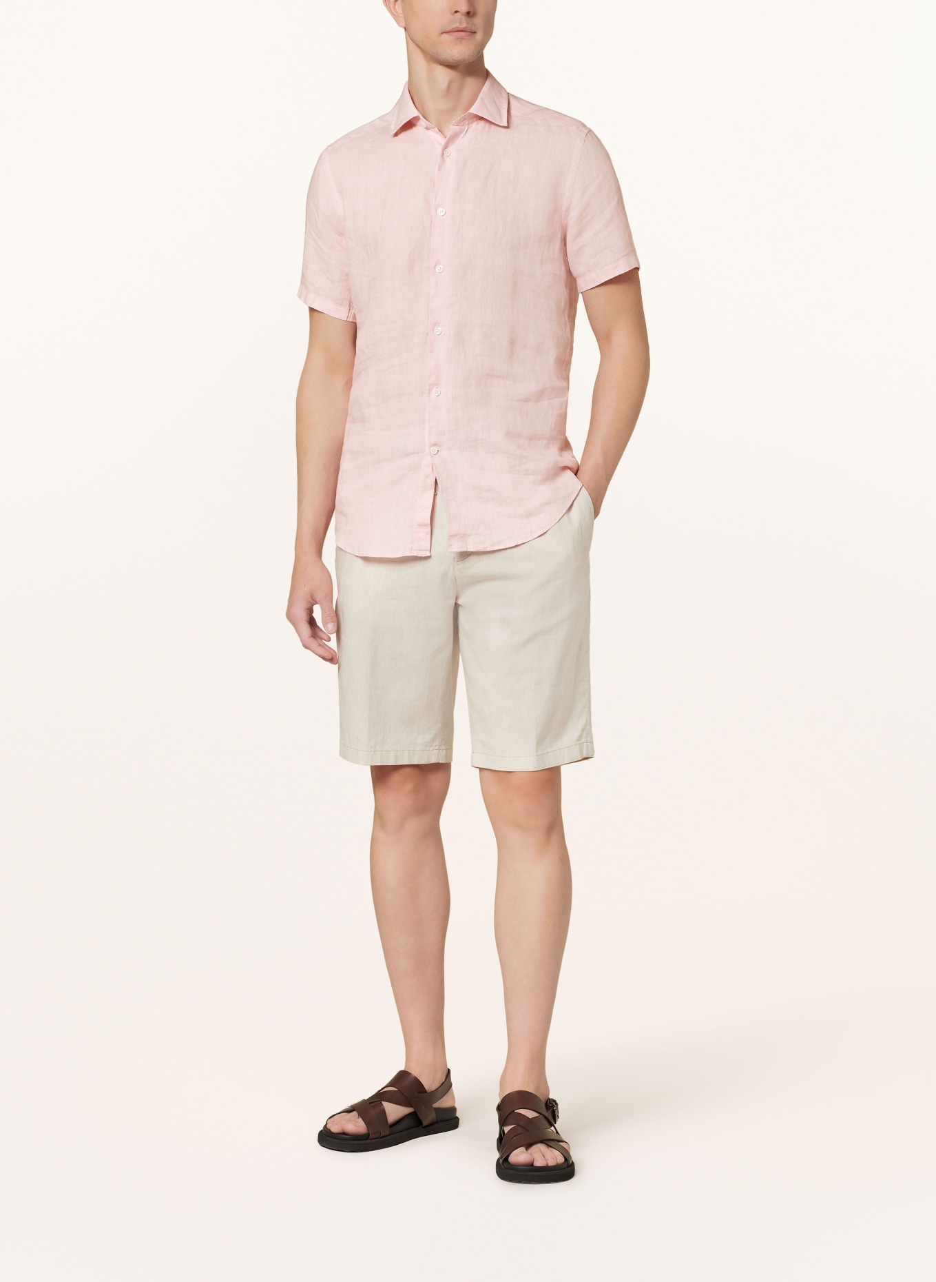 REISS Short-sleeved shirt HOLIDAY slim fit made of linen, Color: PINK (Image 2)