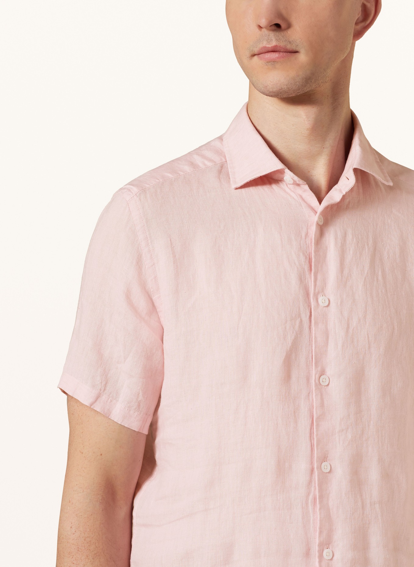 REISS Short-sleeved shirt HOLIDAY slim fit made of linen, Color: PINK (Image 4)