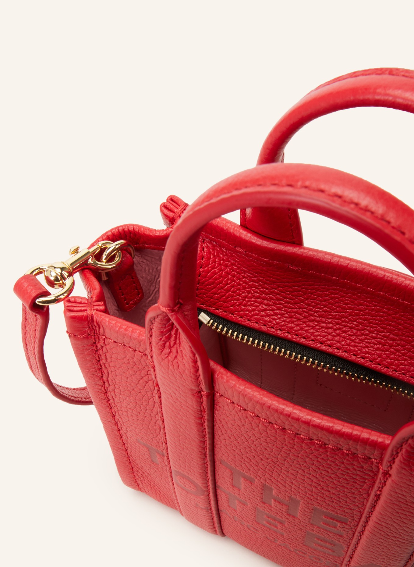 MARC JACOBS Shopper THE CROSSBODY TOTE BAG LEATHER: 617 TRUE RED