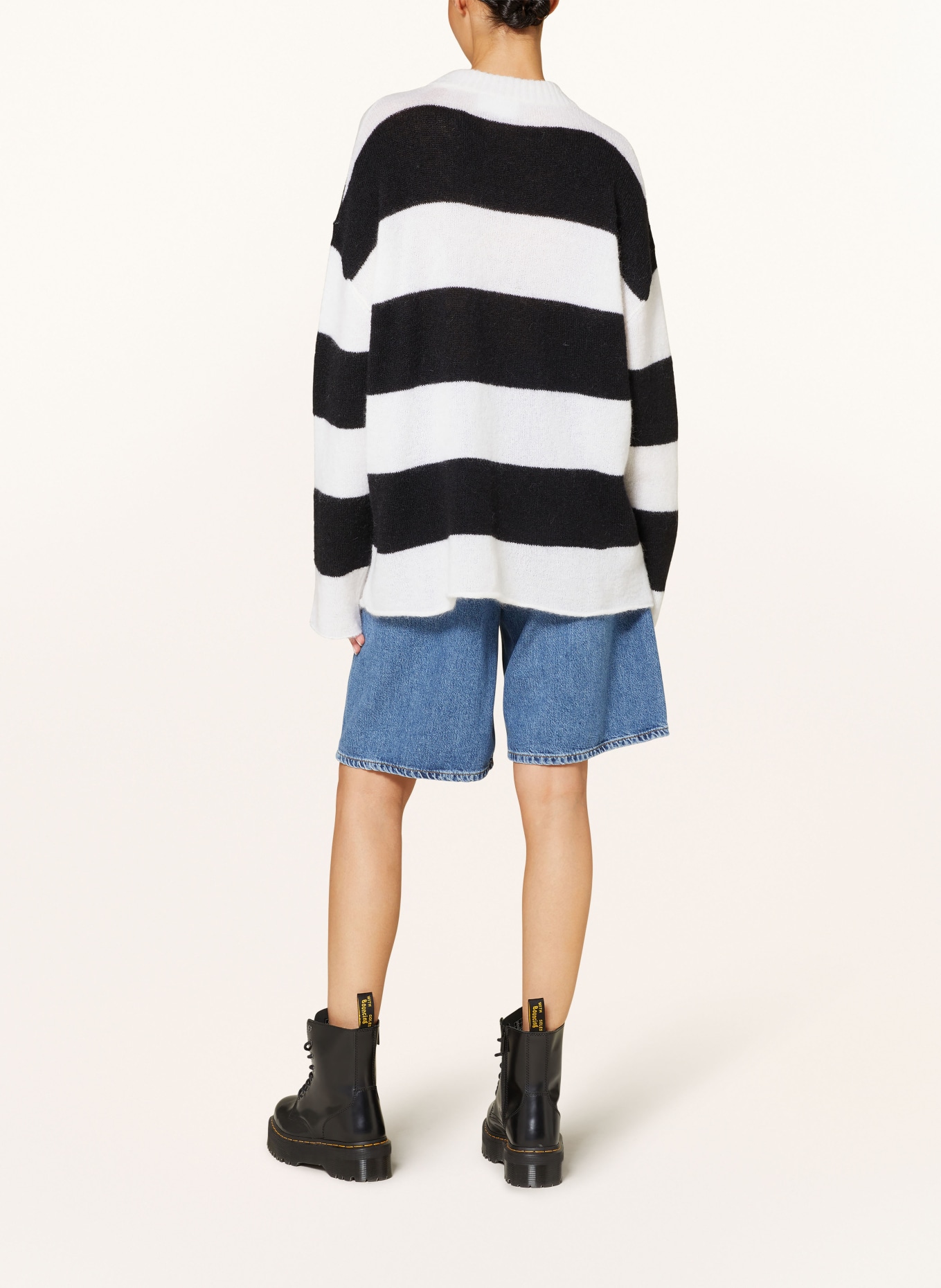 black palms Oversized sweater SELIMA with mohair, Color: BLACK/ WHITE (Image 3)