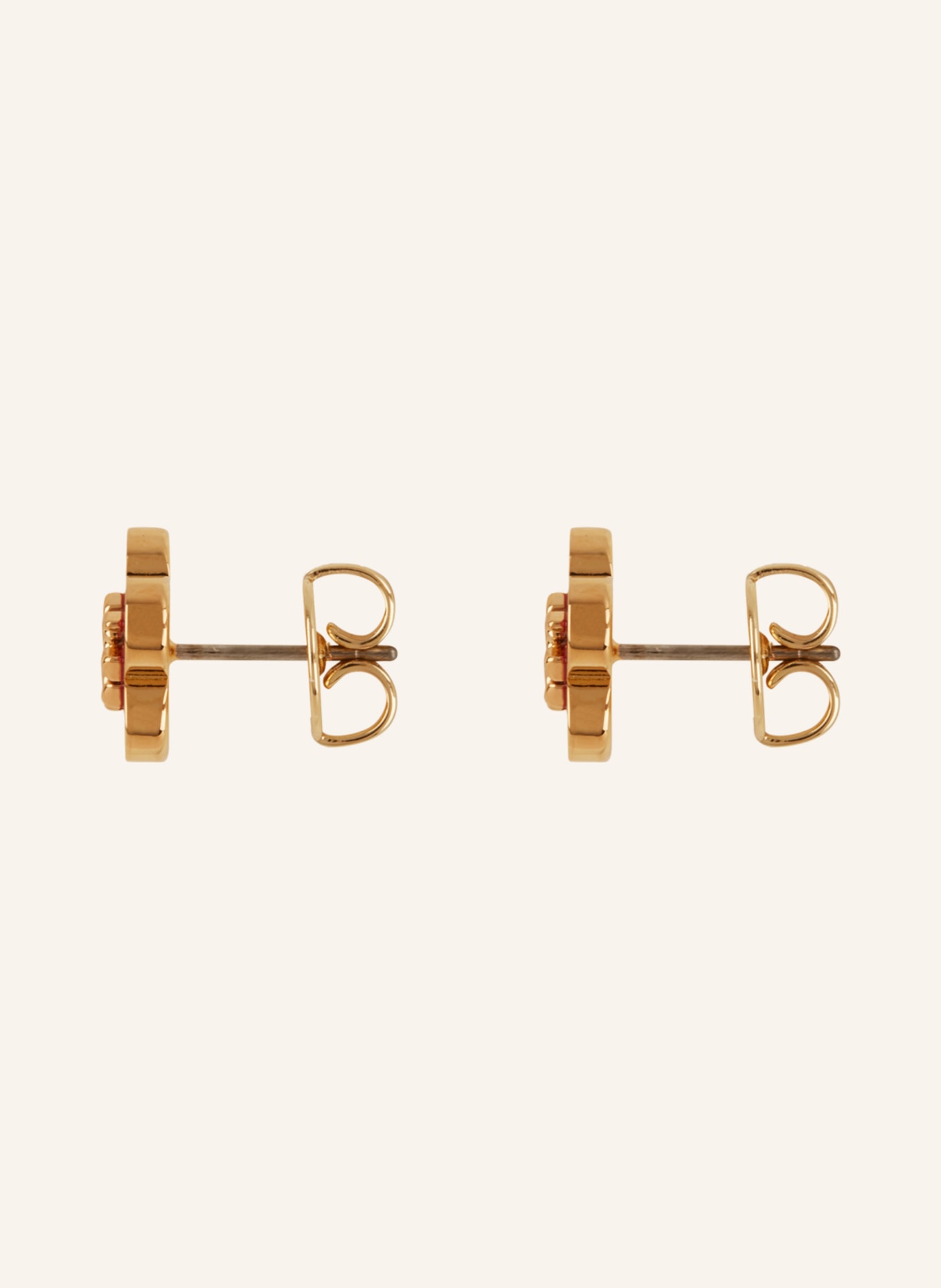 TORY BURCH Stud earrings FLOWER STUD, Color: 800 Tory Gold/ Matchstick Red (Image 2)