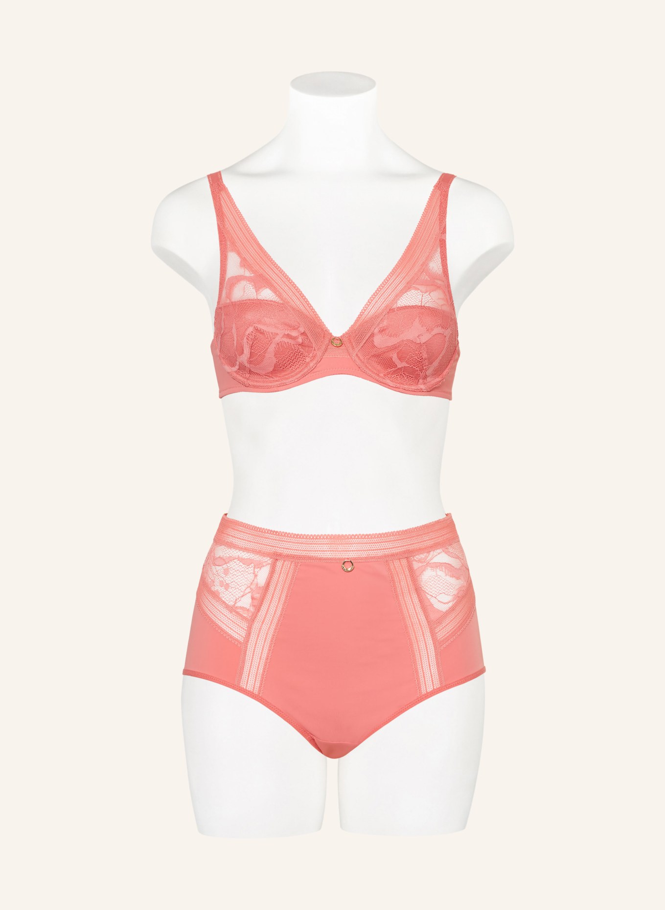 CHANTELLE High-waisted brief TRUE LACE, Color: SALMON (Image 2)