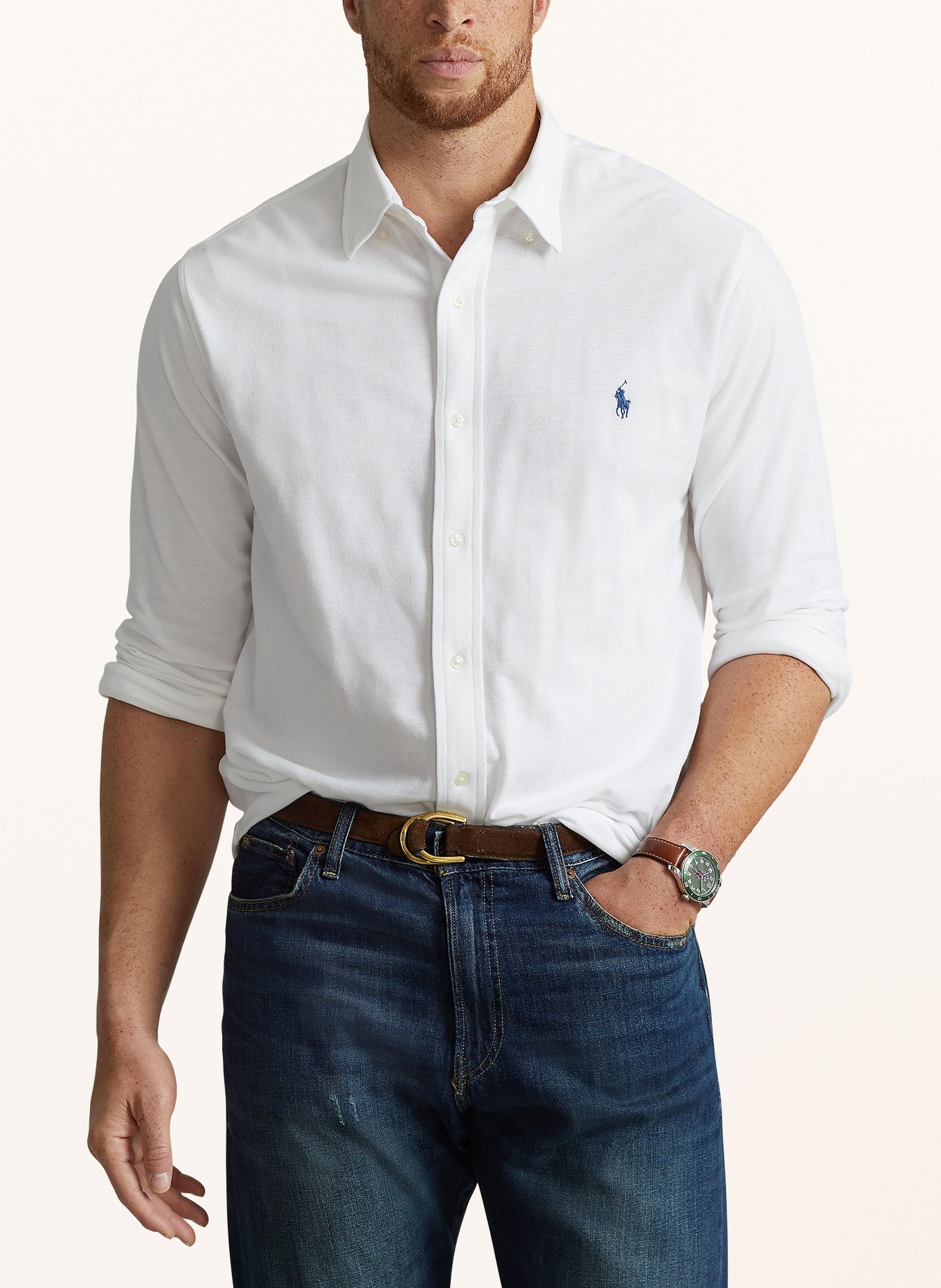 POLO RALPH LAUREN Big Tall Pique shirt in white