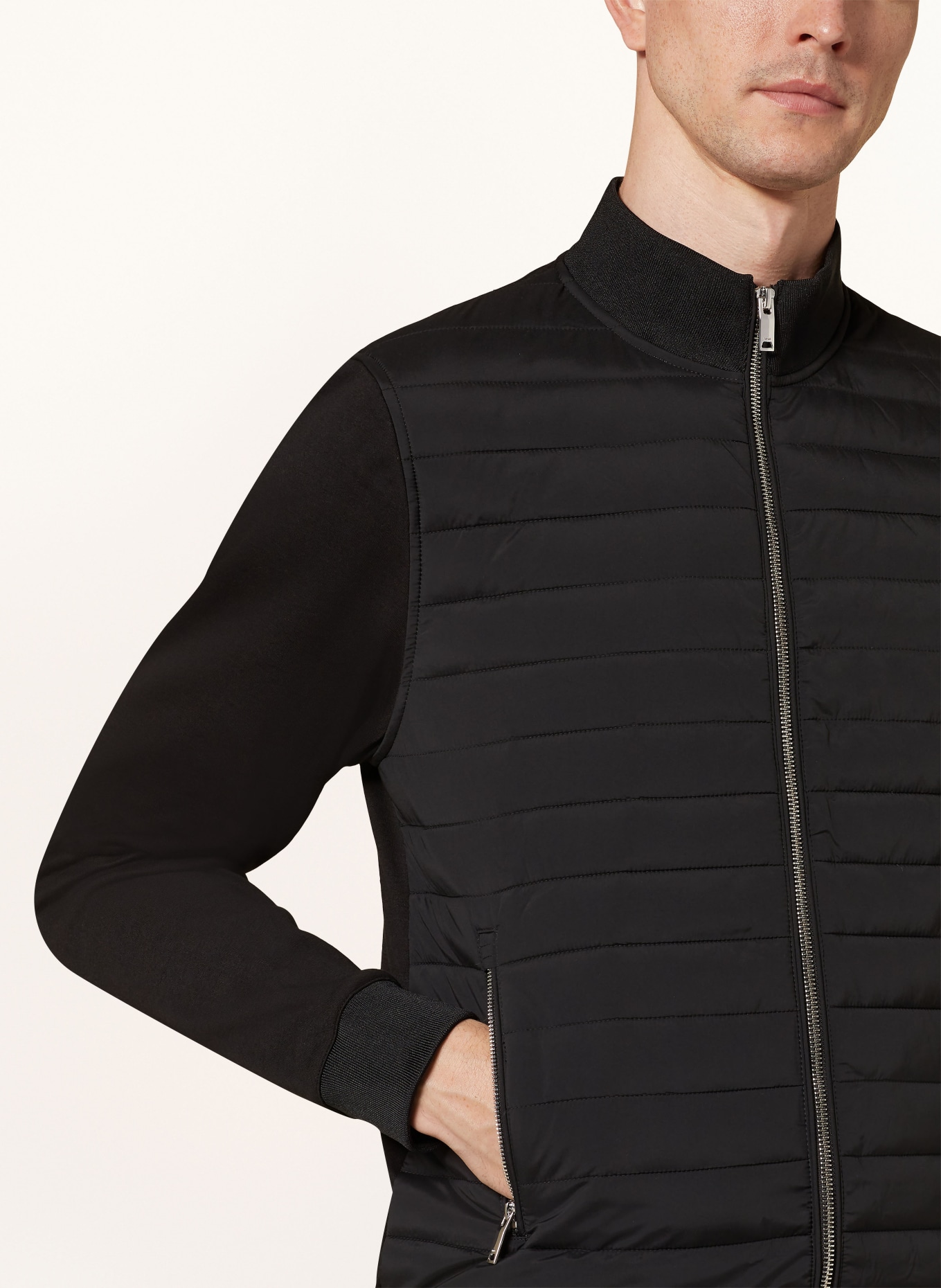 REISS Quilted jacket FLINTOFF in mixed materials, Color: BLACK (Image 4)
