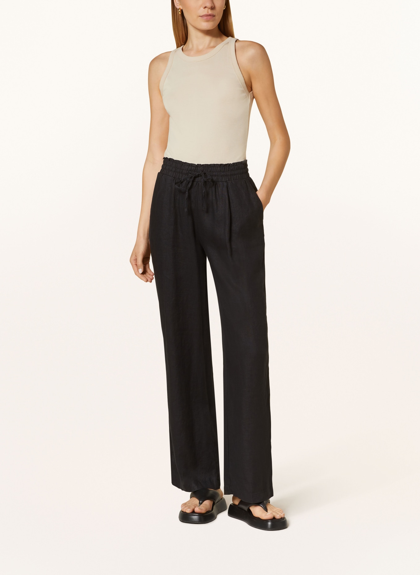 OPUS Wide leg trousers MAROU made of linen, Color: BLACK (Image 2)