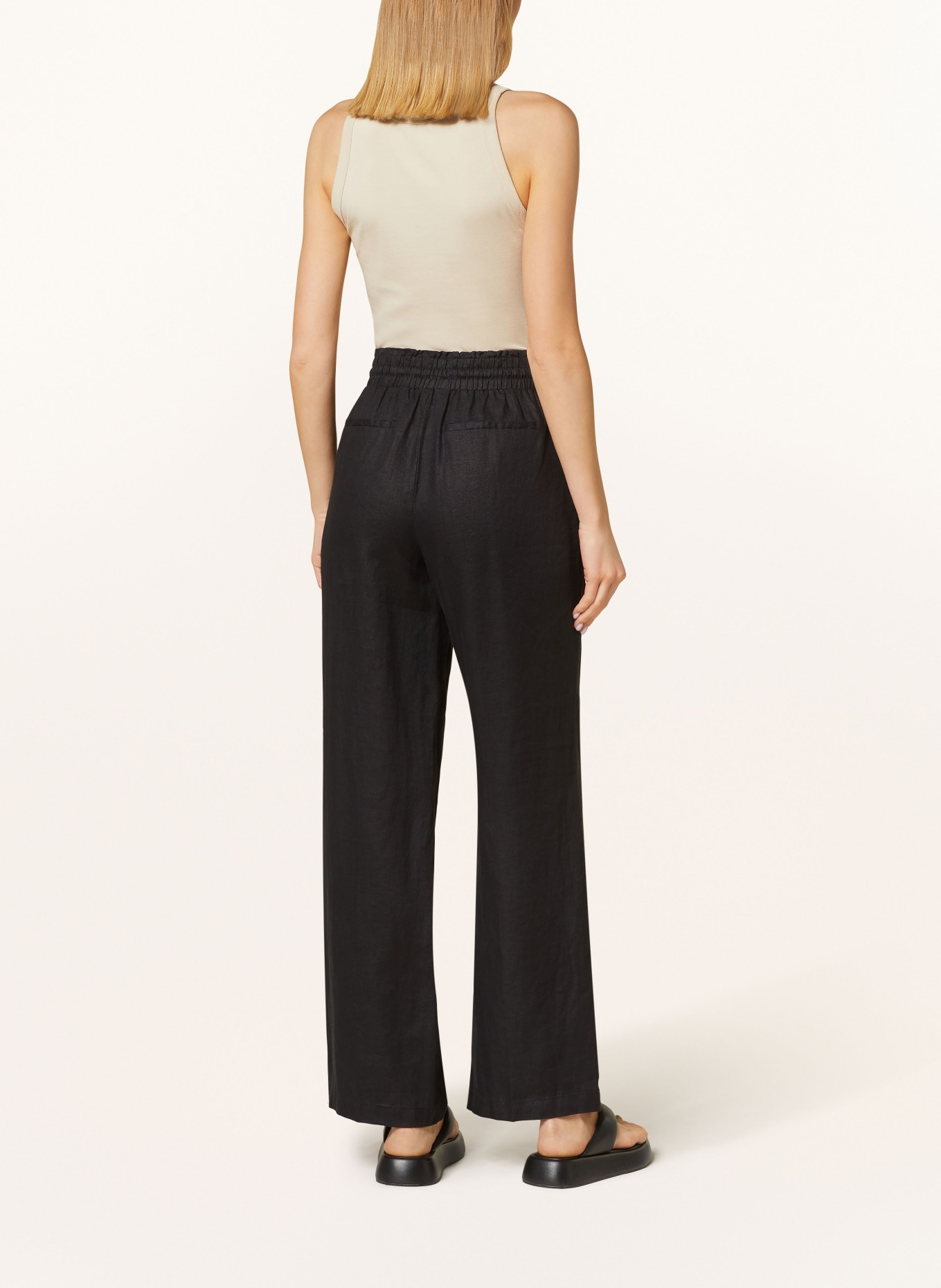 OPUS Wide leg trousers MAROU made of linen, Color: BLACK (Image 3)