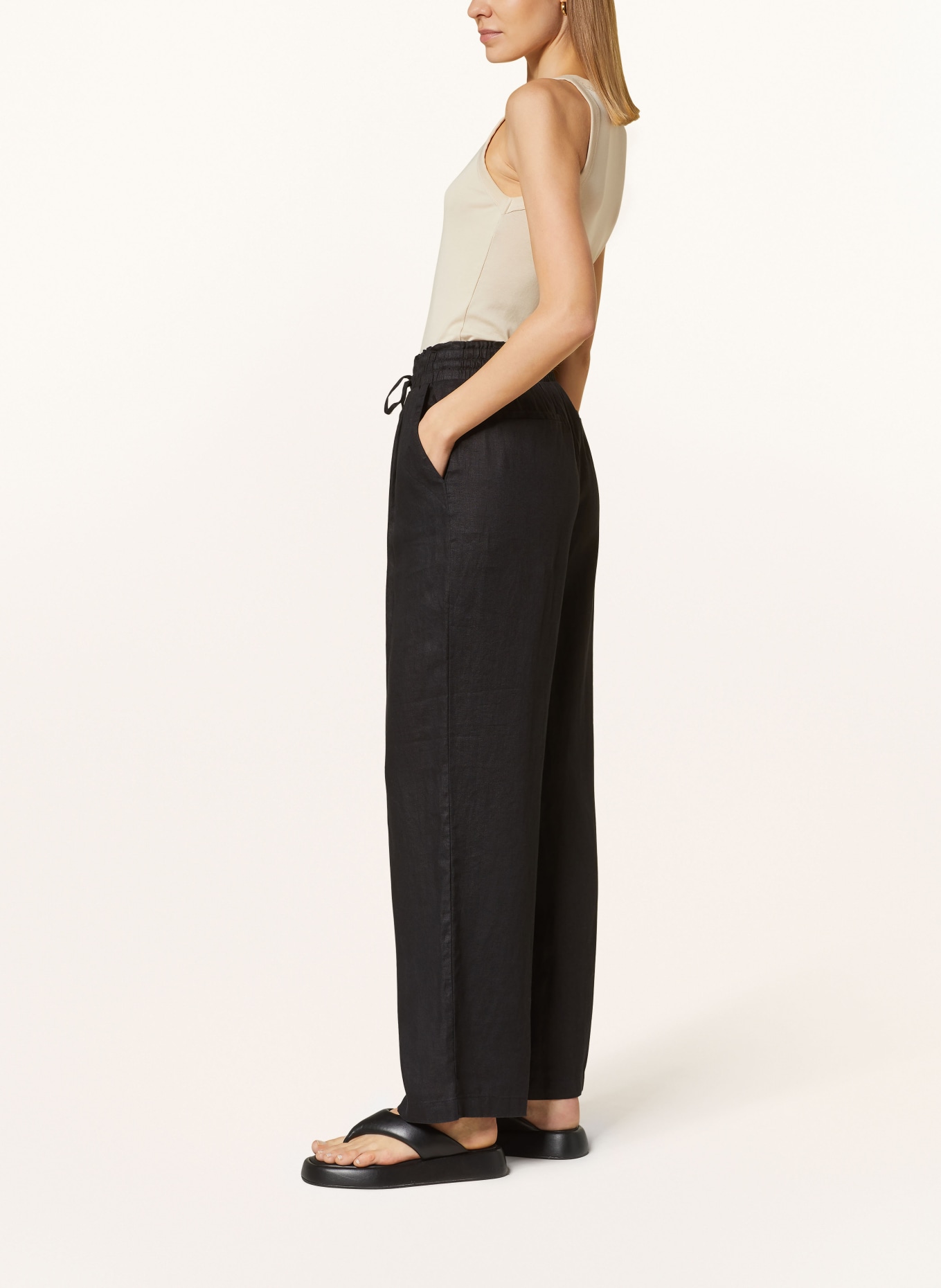 OPUS Wide leg trousers MAROU made of linen, Color: BLACK (Image 4)