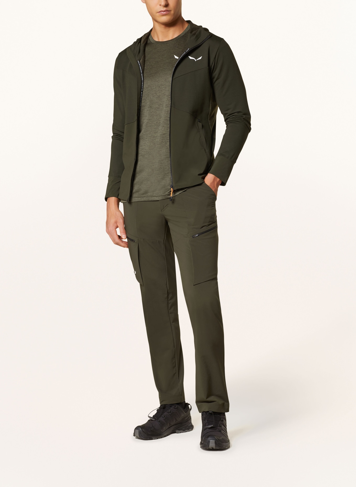 SALEWA Mid-layer jacket PUEZ ALPINE MERINO DURASTRETCH, Color: DARK GREEN (Image 2)