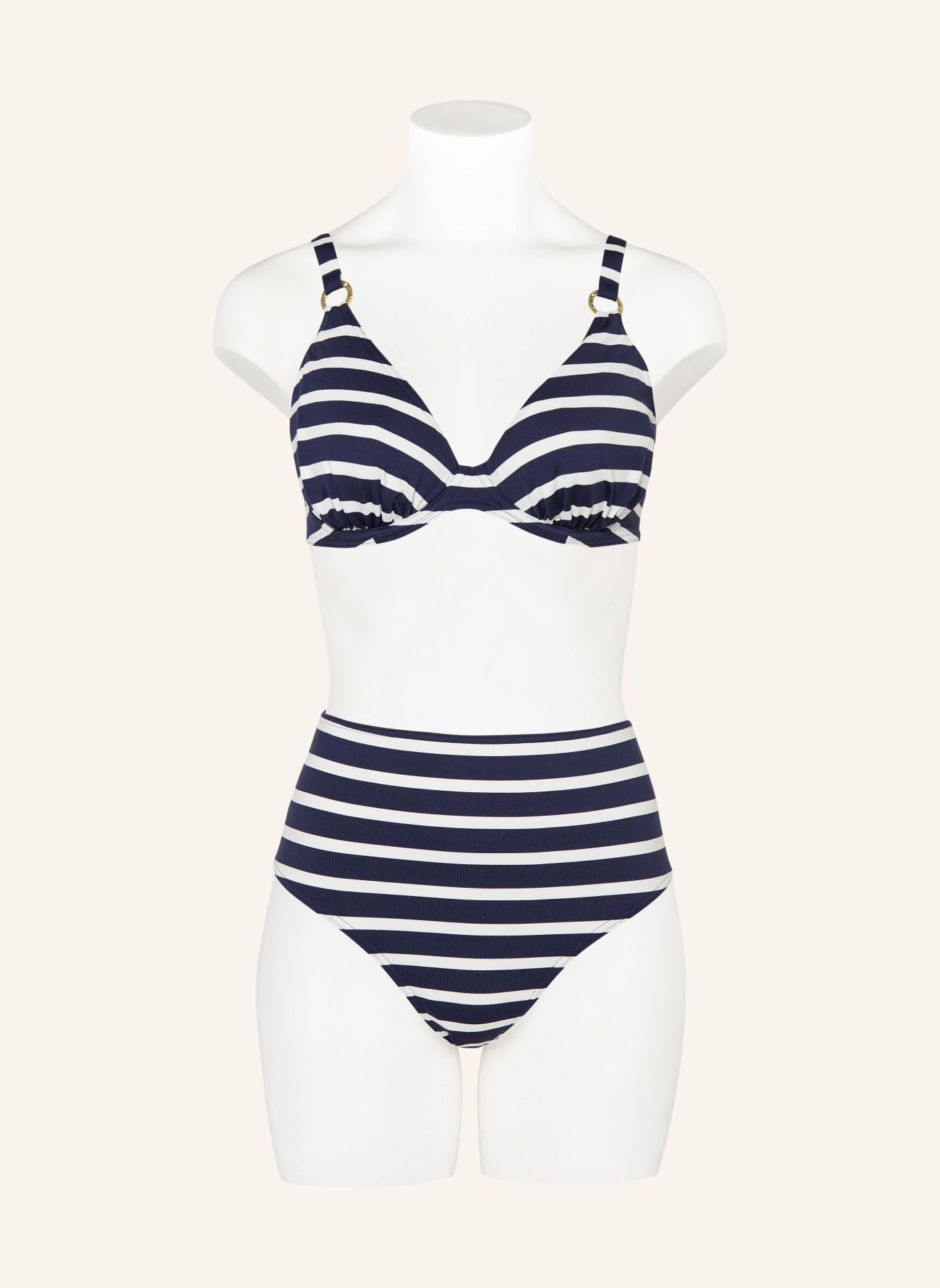PrimaDonna High-waist bikini bottoms NAYARIT, Color: DARK BLUE/ WHITE (Image 2)