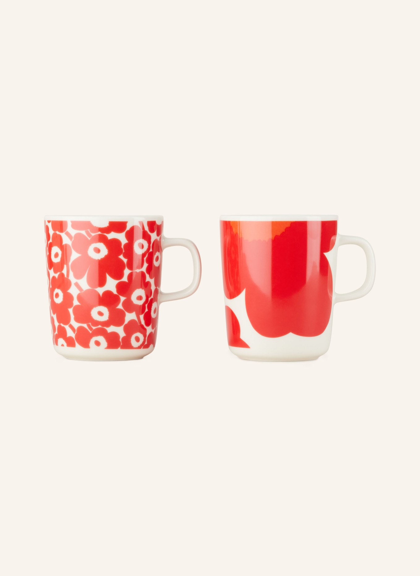 marimekko Set of 2 mugs OIVA/UNIKKO, Color: CREAM/ RED (Image 1)