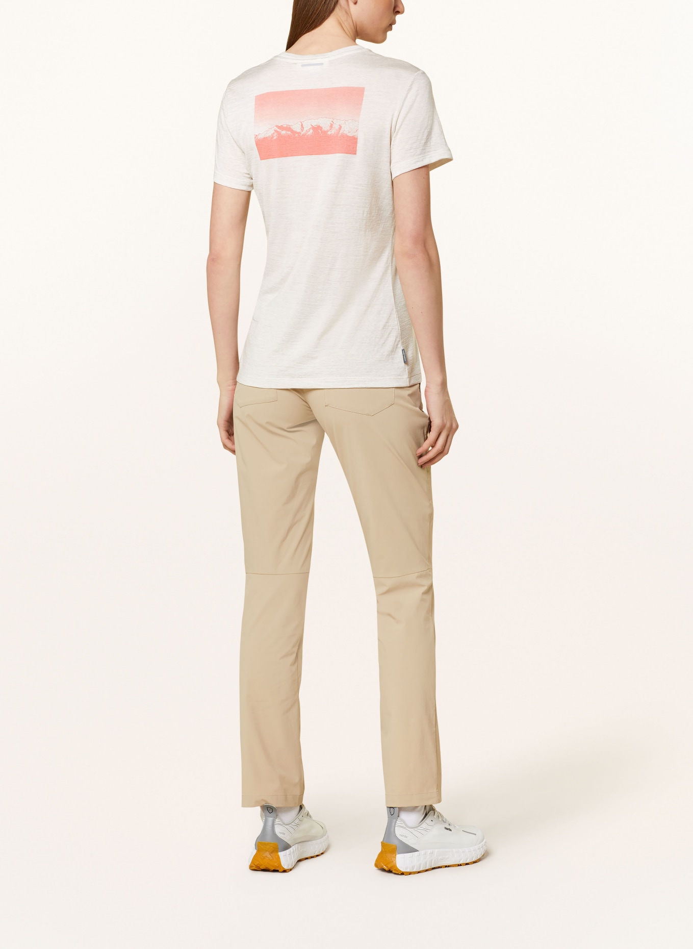 icebreaker T-shirt MERINO TECH LITE III z wełny merino, Kolor: JASNOCZARY/ JASNOCZERWONY (Obrazek 3)