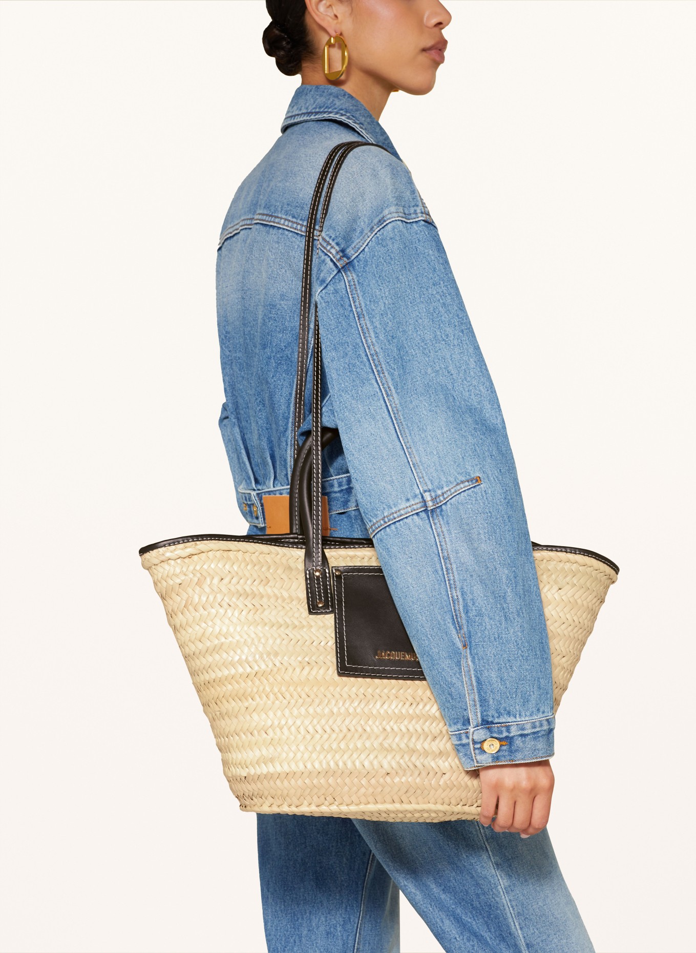 JACQUEMUS Shopper LE PANIER SOLI: SCHWARZ/ CREME