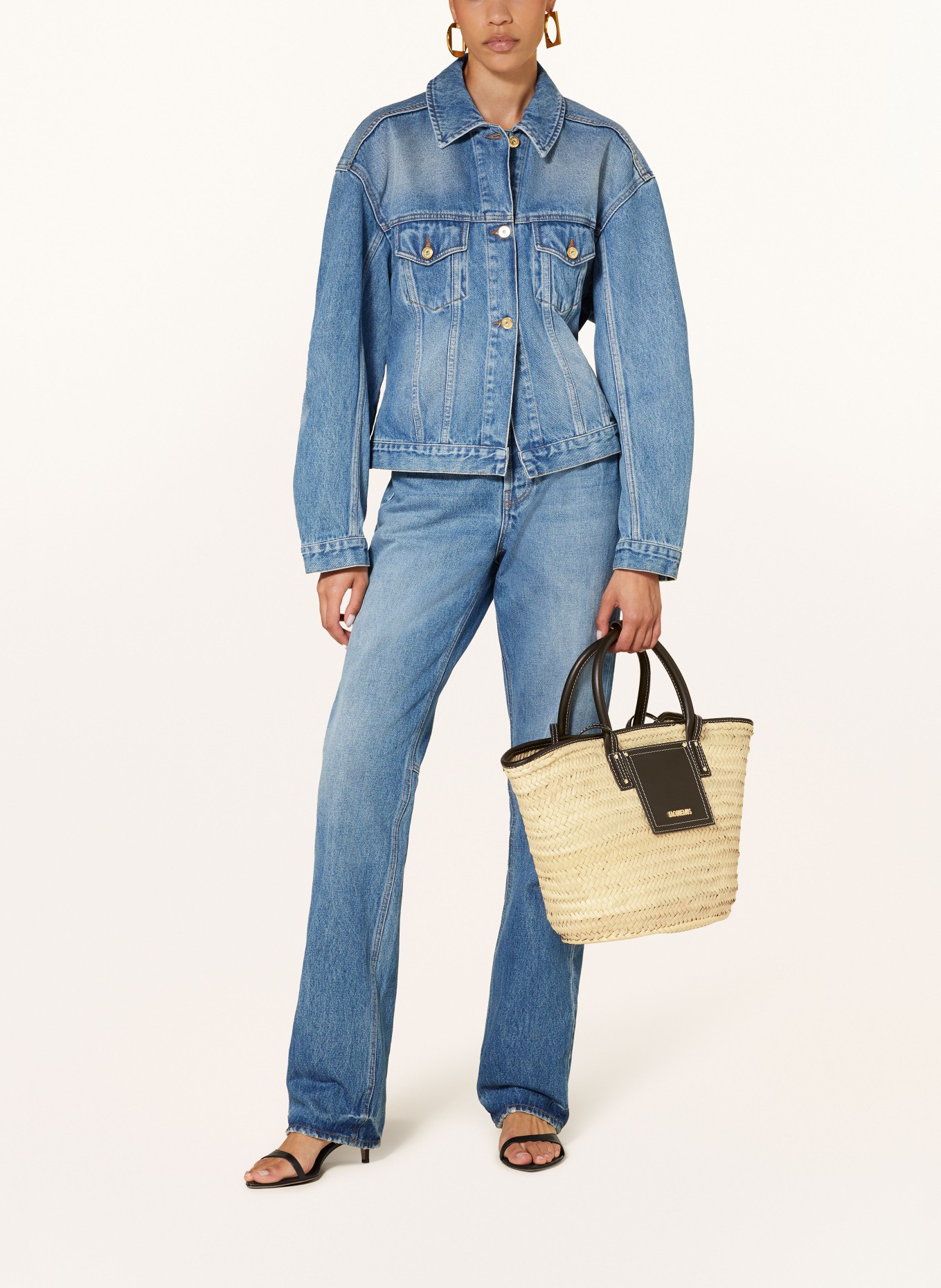 JACQUEMUS Shopper LE PANIER SOLI: SCHWARZ/ CREME