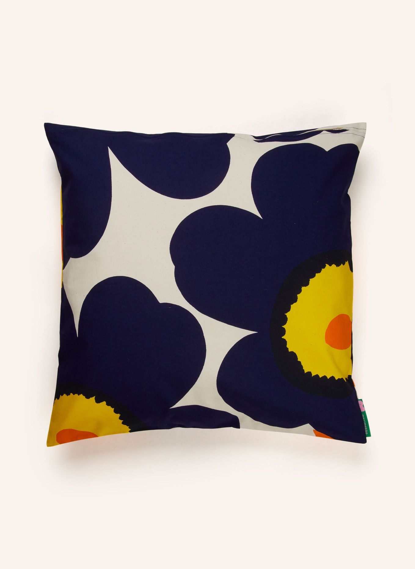 marimekko Dekokuddeöverdrag UNIKKO: MÖRKBLÅ / ECRU / MÖRKGUL