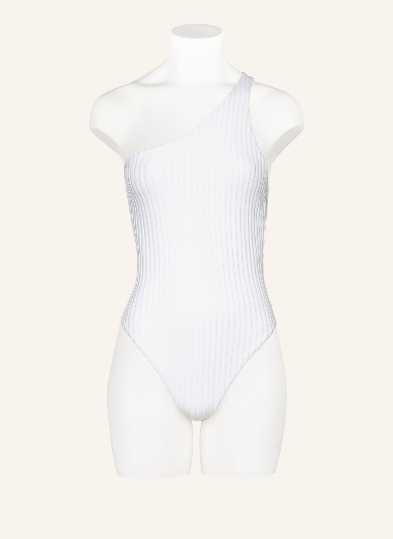 Calvin Klein One-Shoulder-Badeanzug ARCHIVE RIB, Farbe: WEISS (Bild 2)