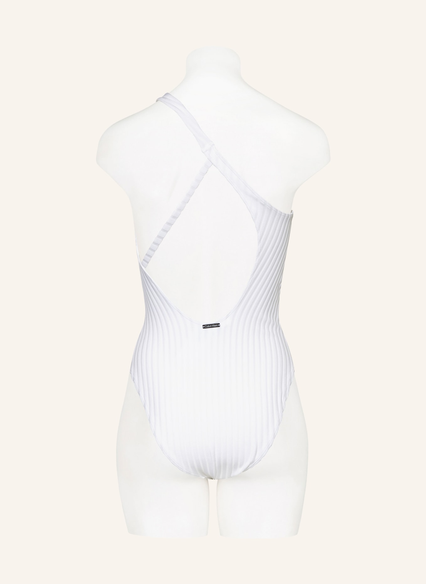 Calvin Klein One-Shoulder-Badeanzug ARCHIVE RIB, Farbe: WEISS (Bild 3)
