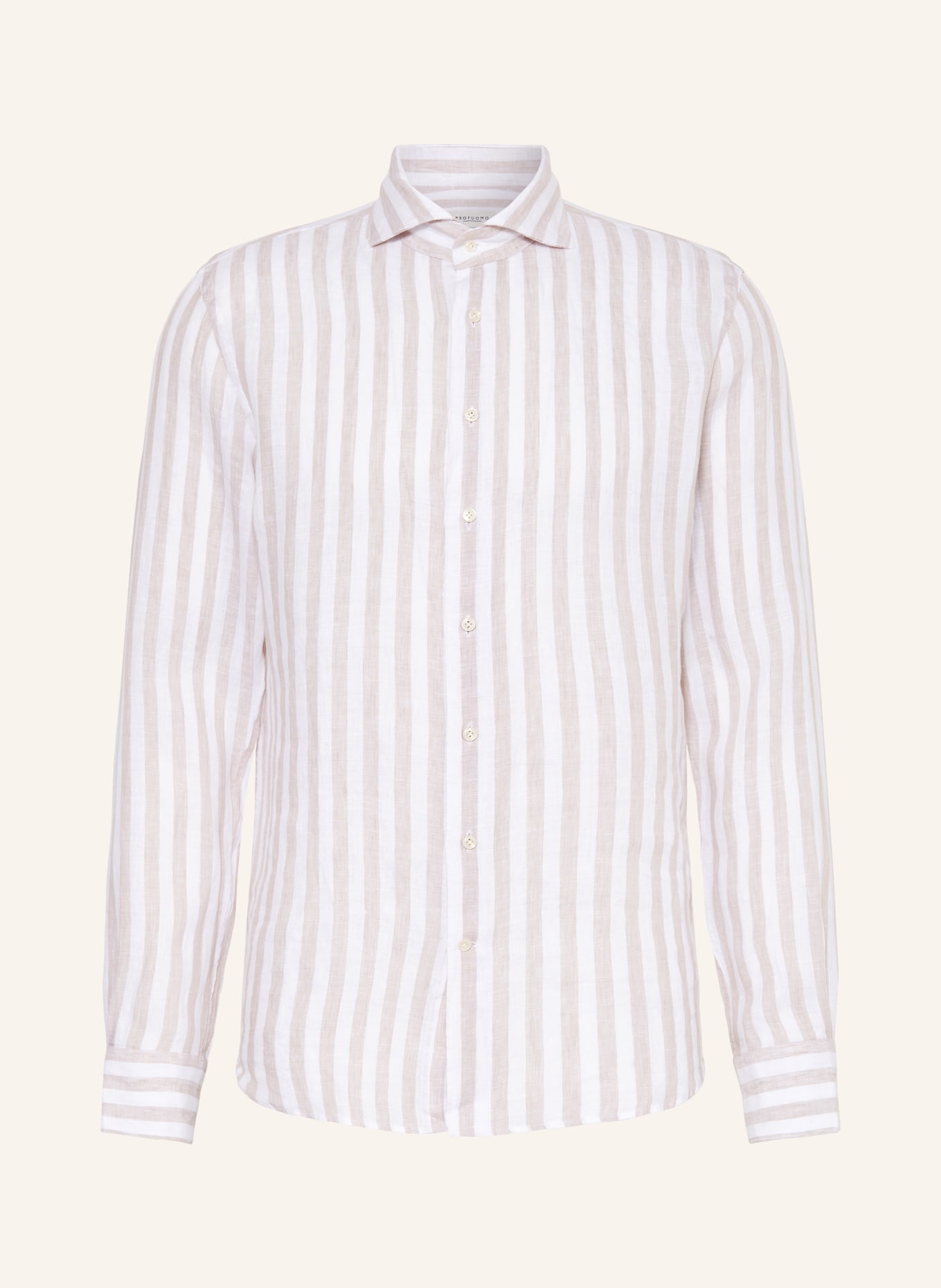 PROFUOMO Linen shirt comfort fit, Color: WHITE/ BEIGE (Image 1)