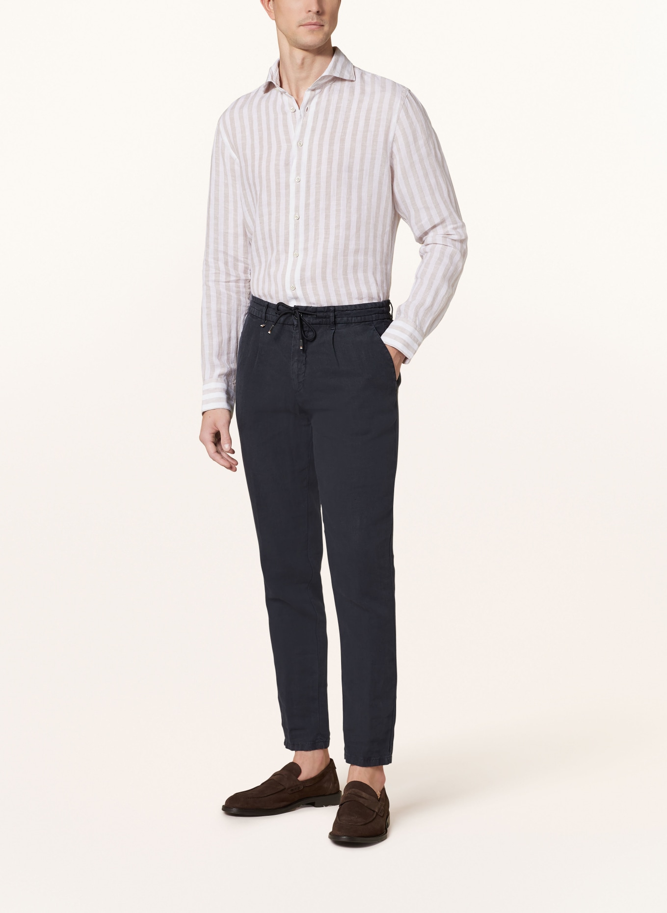 PROFUOMO Linen shirt comfort fit, Color: WHITE/ BEIGE (Image 2)