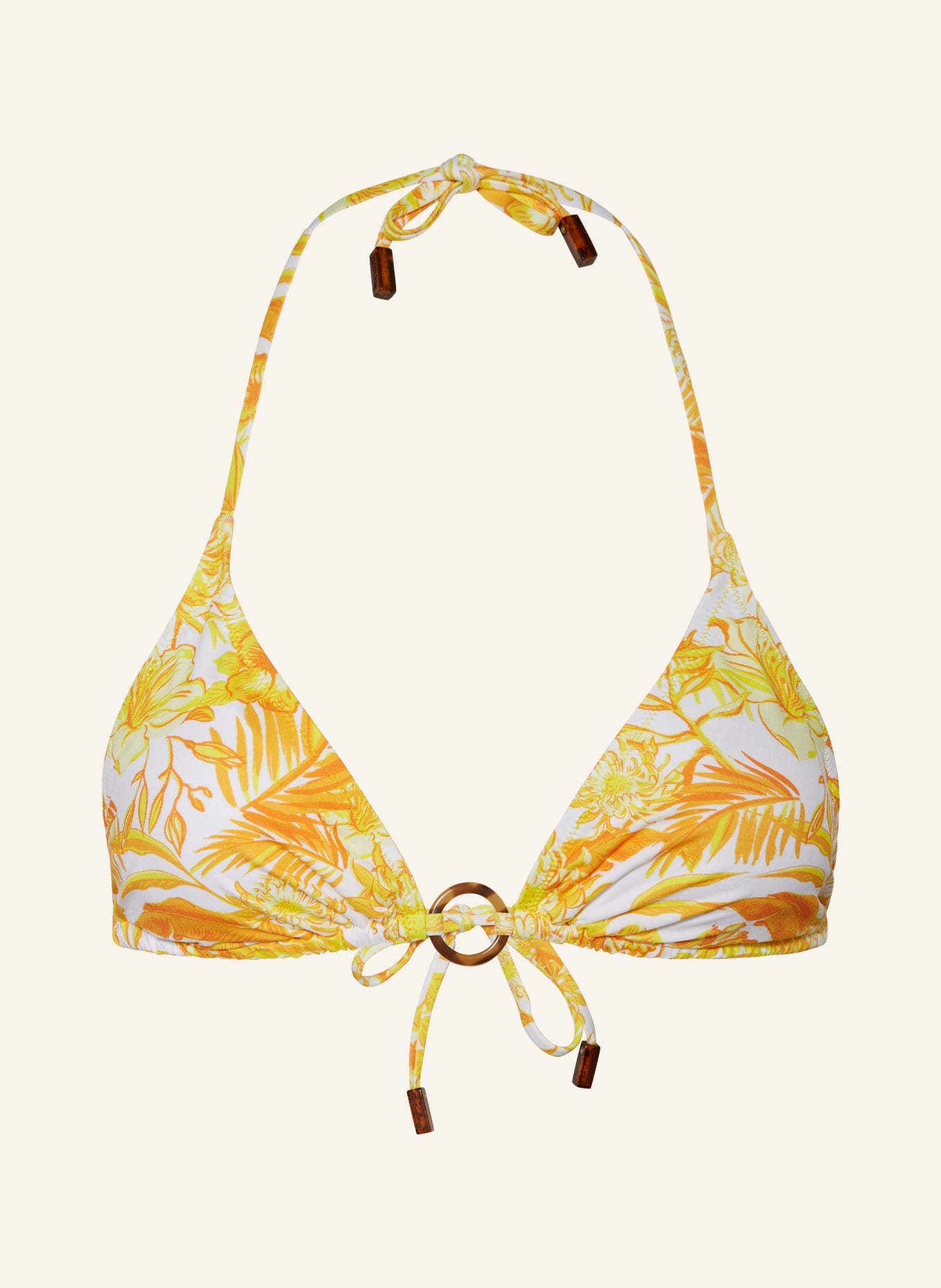 VILEBREQUIN Triangle bikini top TAHITI FLOWERS, Color: WHITE/ YELLOW/ ORANGE (Image 1)