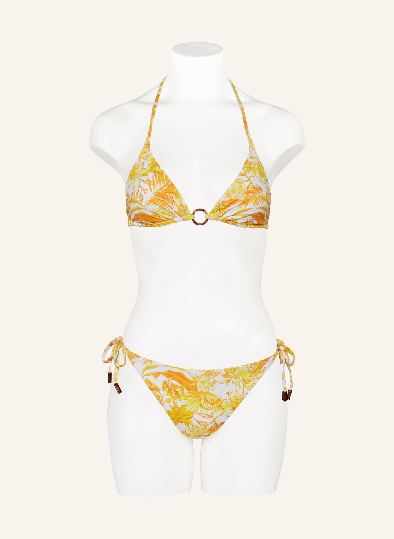 VILEBREQUIN Triangle bikini top TAHITI FLOWERS, Color: WHITE/ YELLOW/ ORANGE (Image 2)