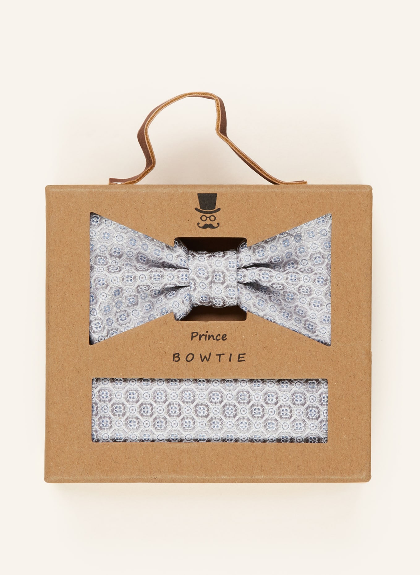 Prince BOWTIE Set: Fliege und Einstecktuch: HELLGRAU
