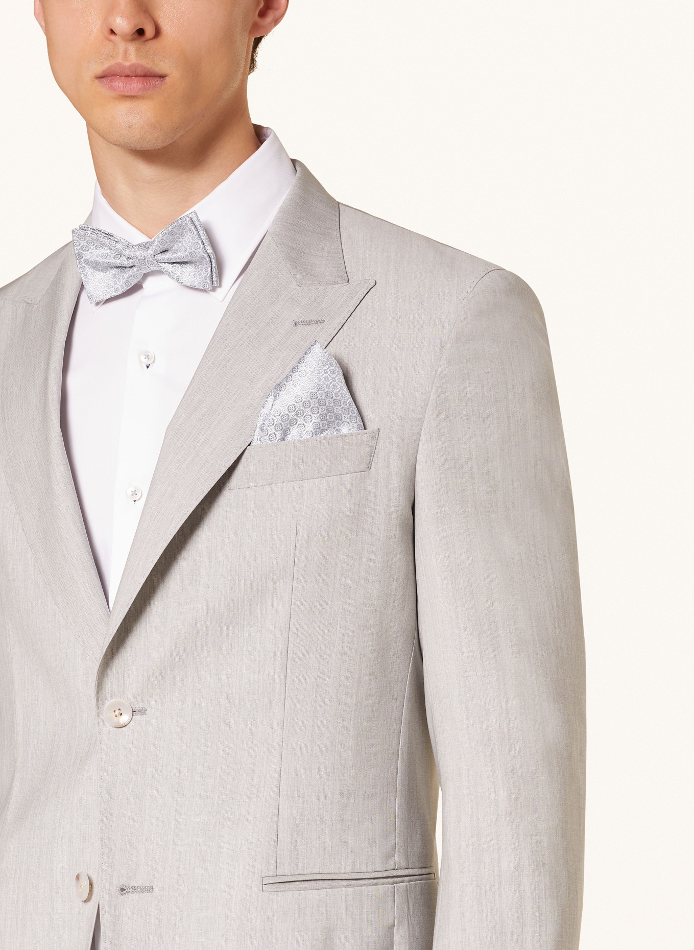 Prince BOWTIE Set: Fliege und Einstecktuch: HELLGRAU