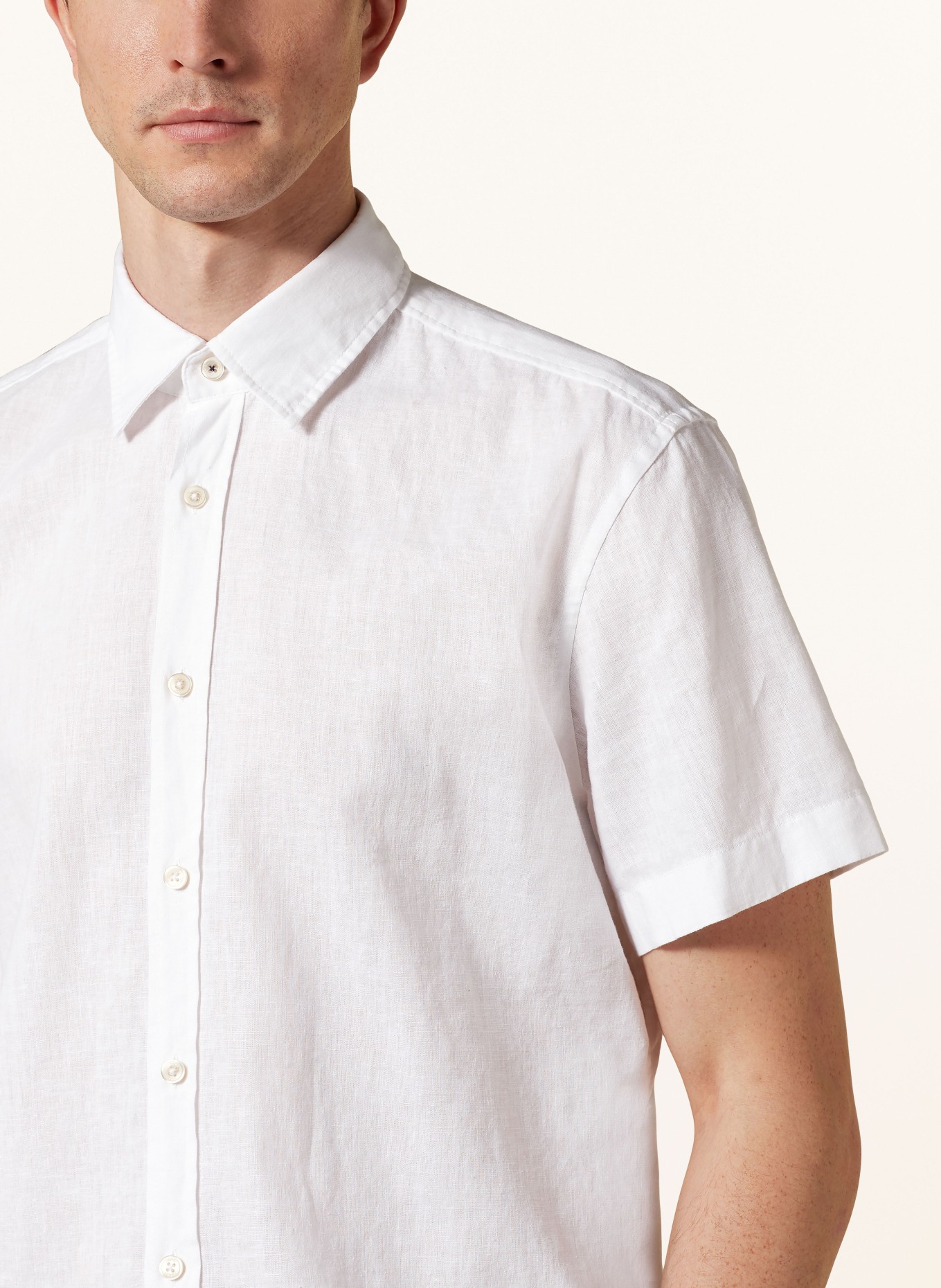 JOOP! JEANS Short sleeve shirt HARIS comfort fit with linen, Color: WHITE (Image 4)