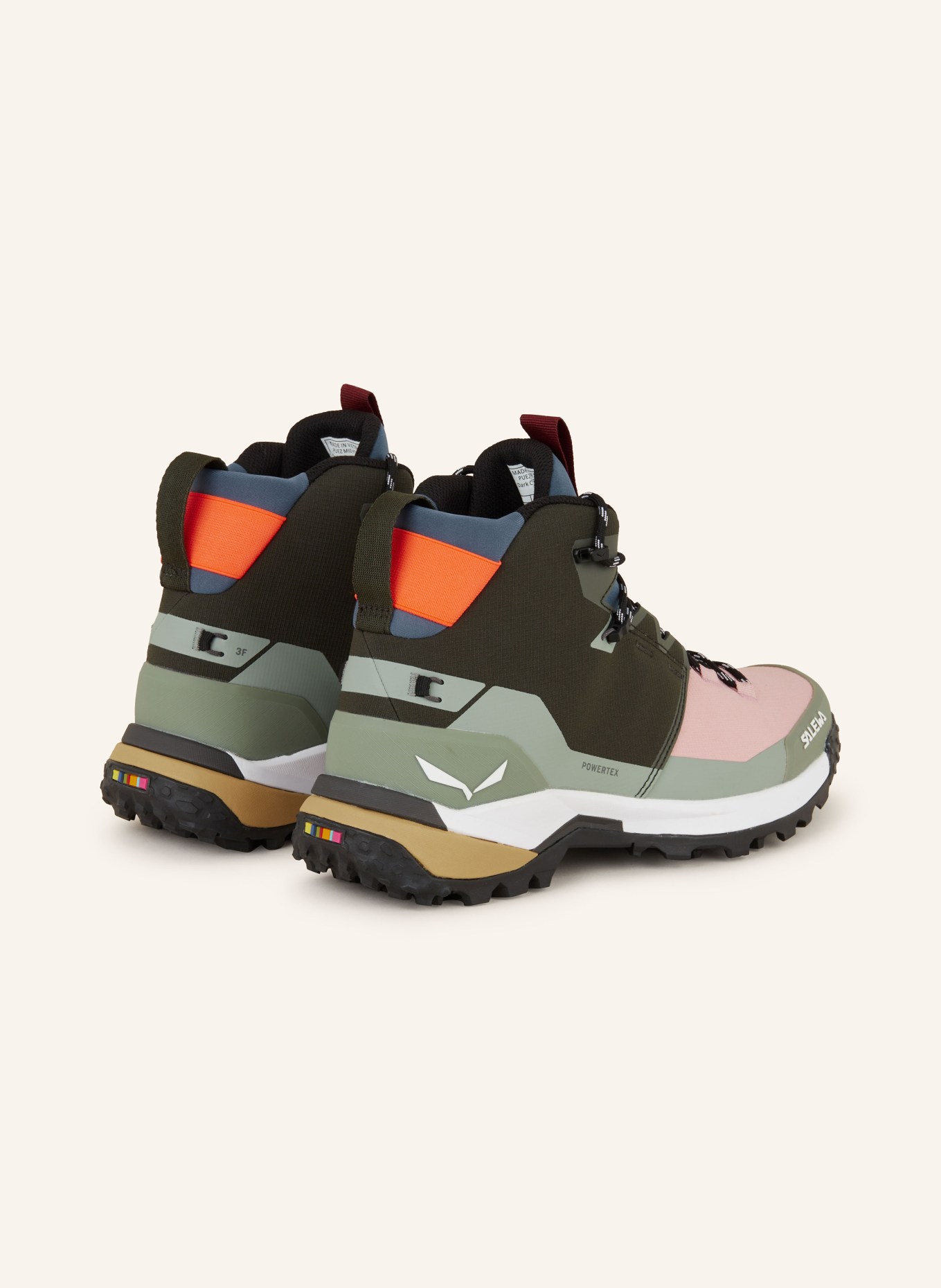 SALEWA PUEZ MID POWERTEX hiking shoes: KHAKI / OLIVE / PINK