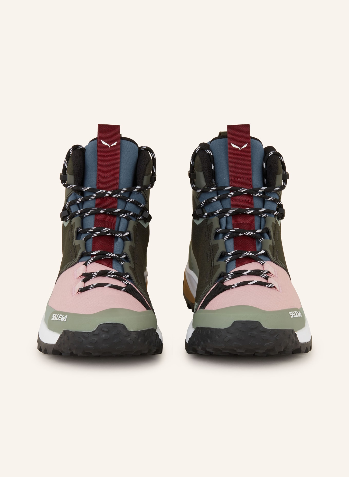 SALEWA PUEZ MID POWERTEX hiking shoes: KHAKI / OLIVE / PINK