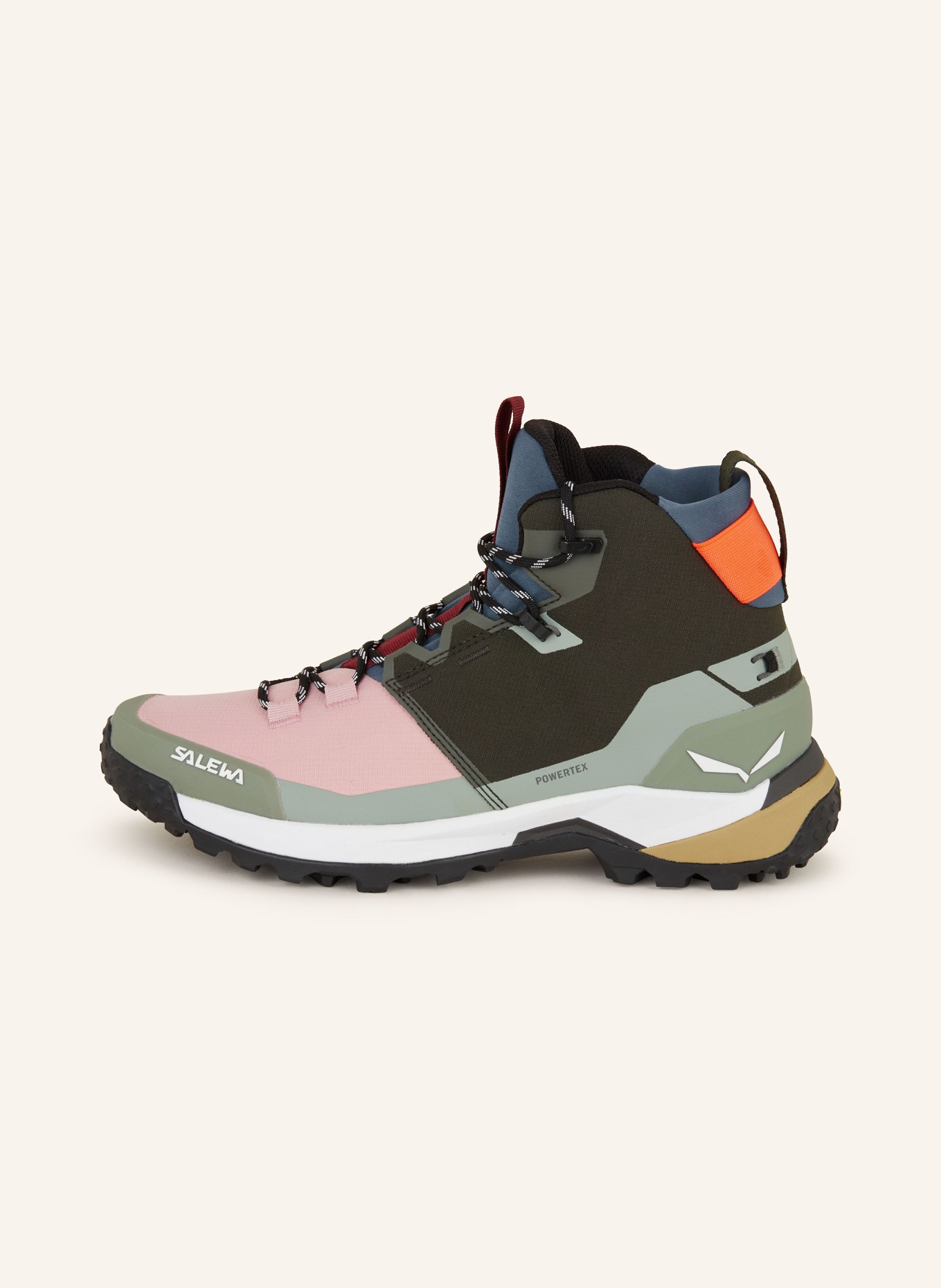SALEWA PUEZ MID POWERTEX hiking shoes: KHAKI / OLIVE / PINK